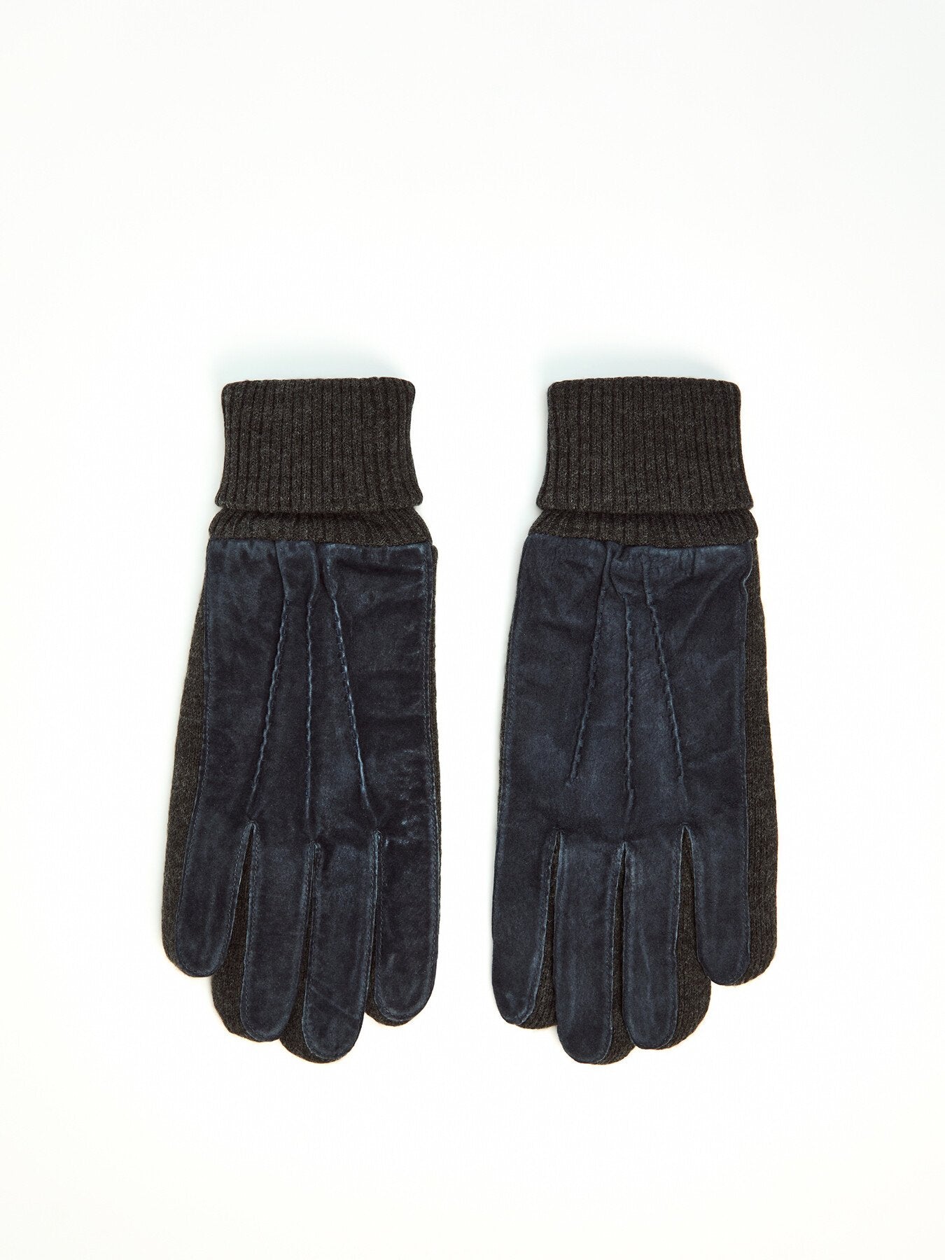 Pigsuede Glove Acrylic Knit Cuff