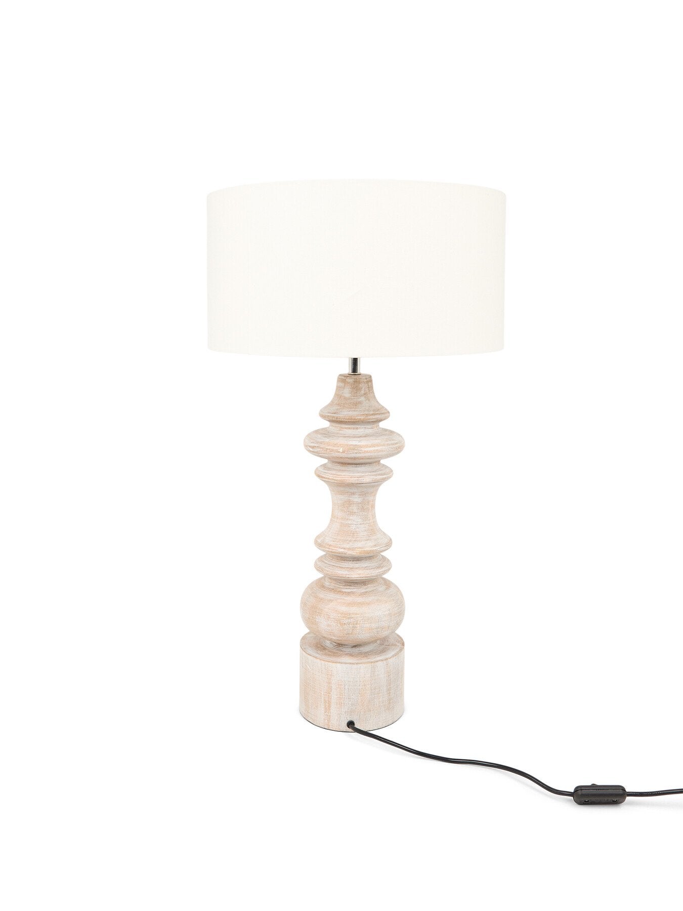 Natural White Wash Lamp With Shade