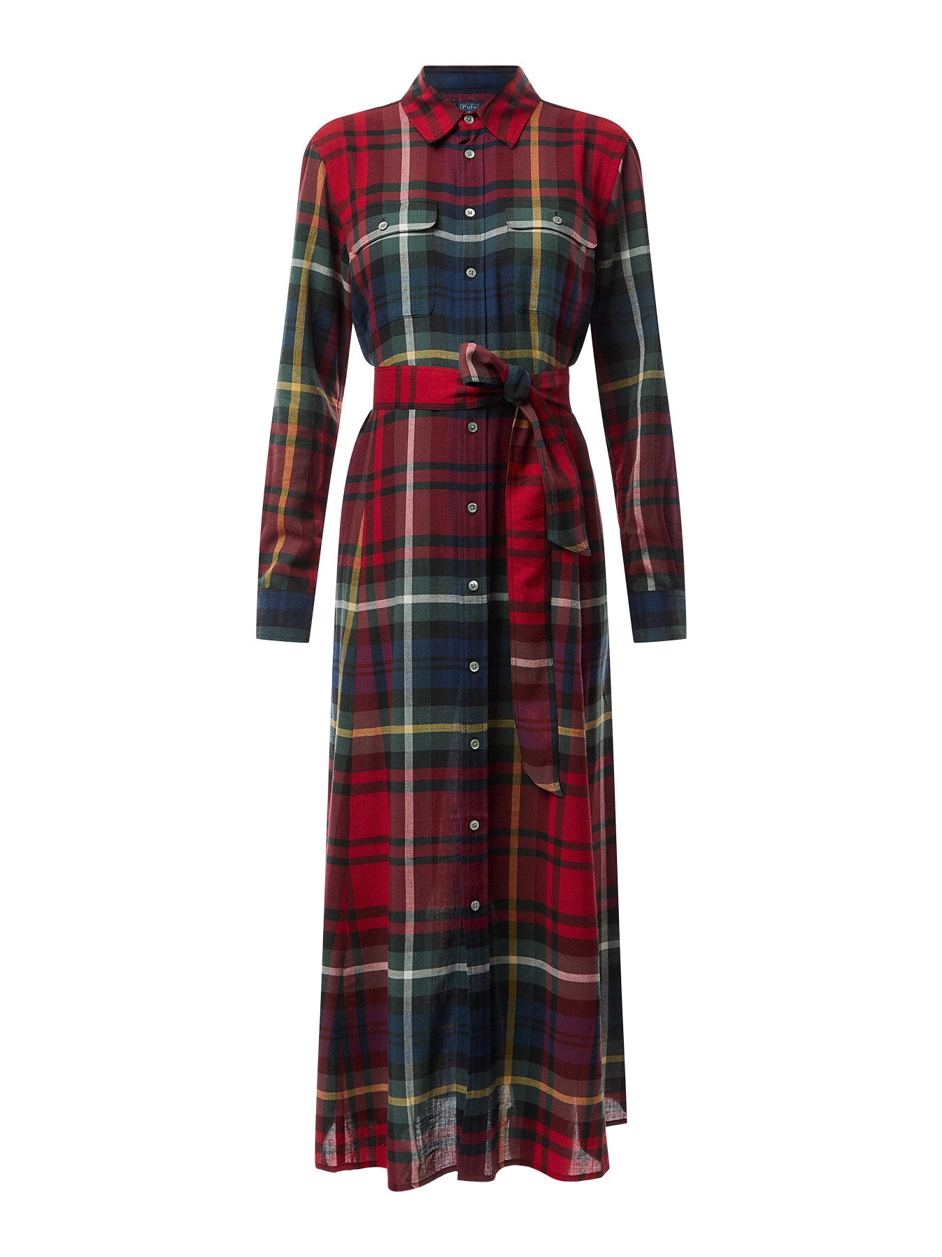 Belted Plaid Cotton-Blend Dress