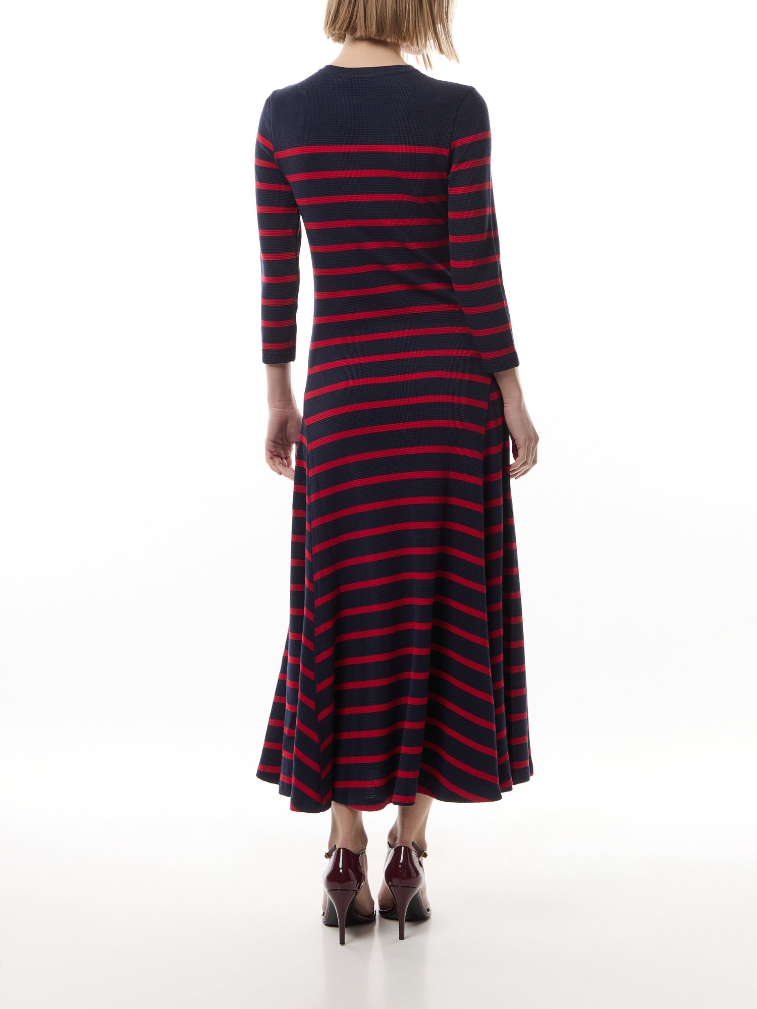 Striped Waffle-Knit Dress