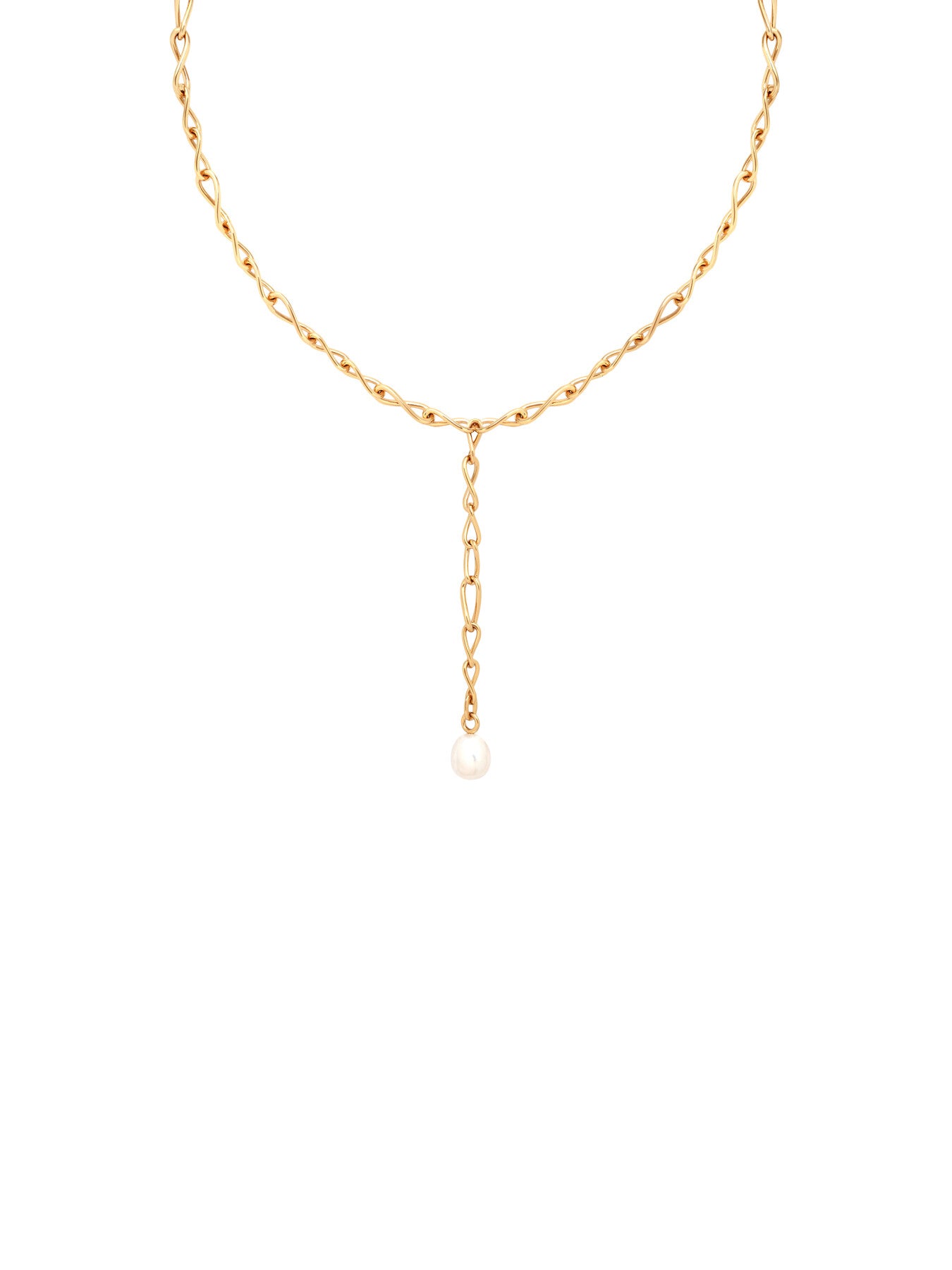 Infinity Pearl Lariat Necklace