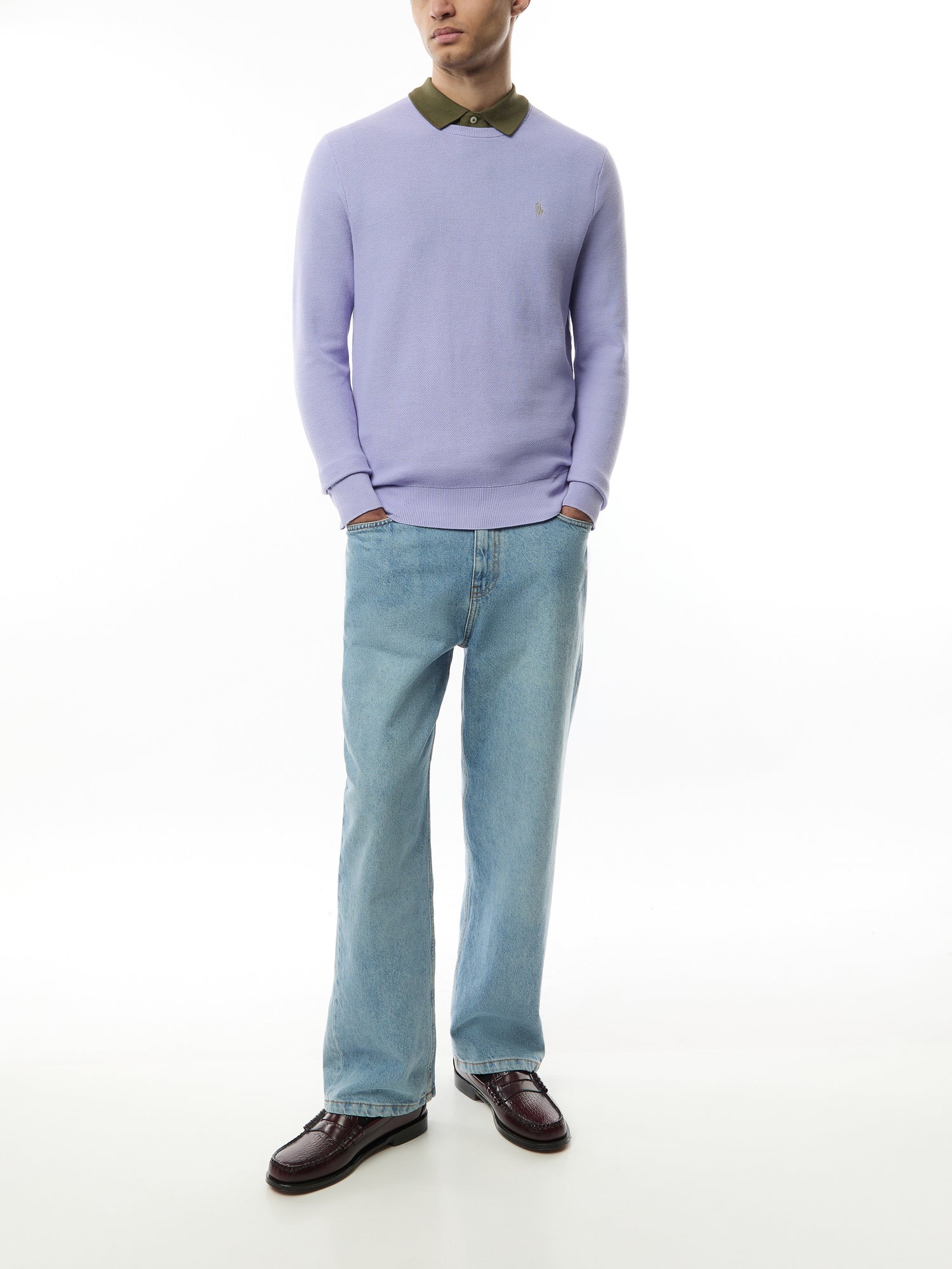 Textured Cotton Crewneck Sweater