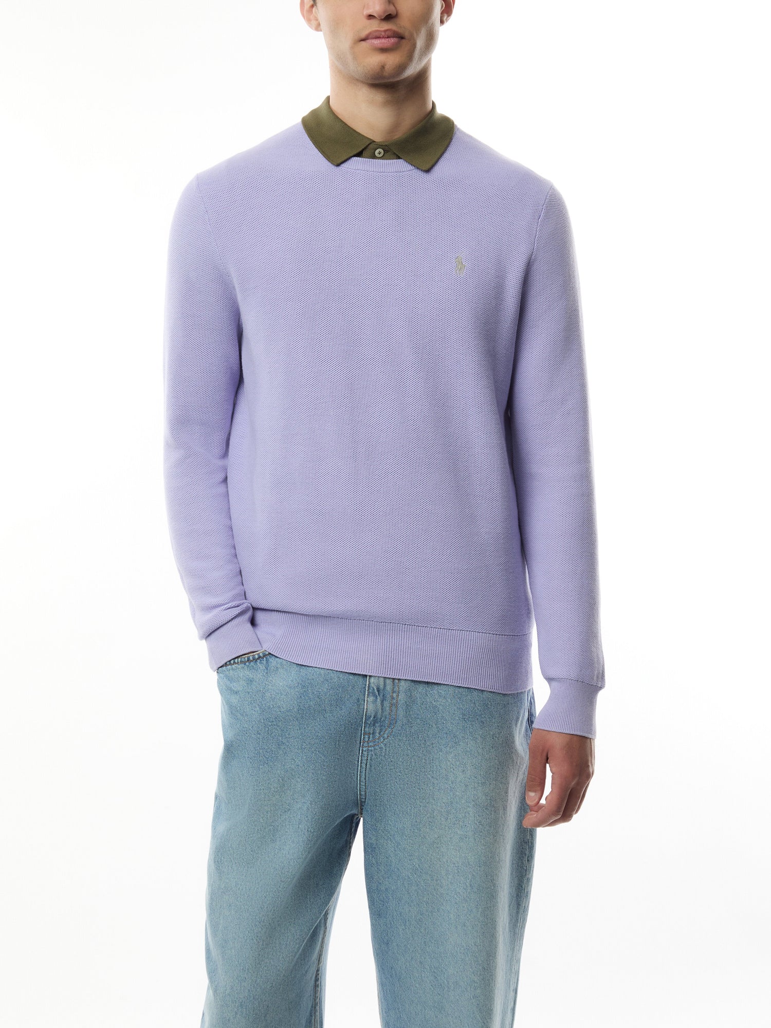Textured Cotton Crewneck Sweater