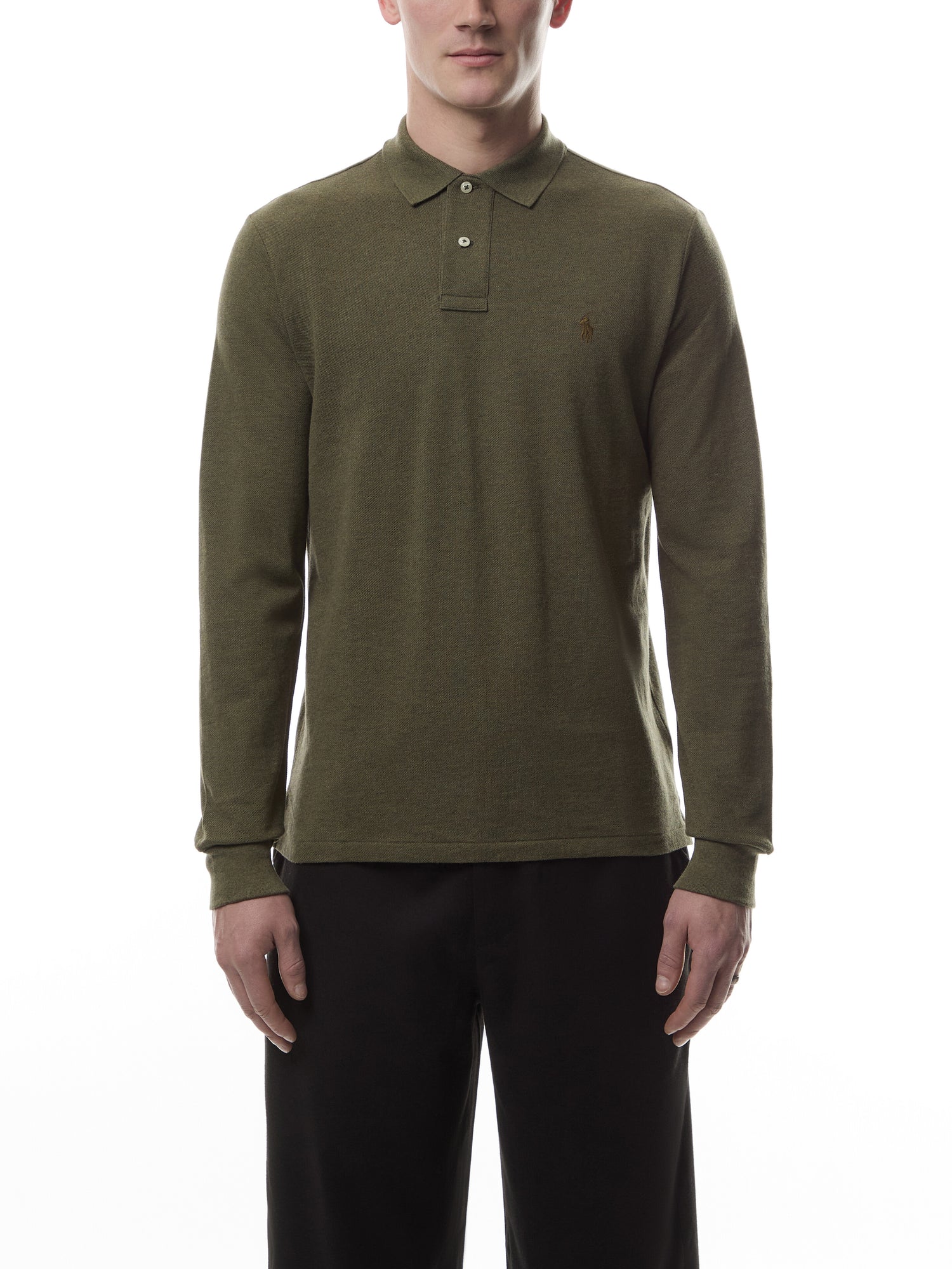 Custom Slim Fit Mesh Long Sleeve Polo Shirt