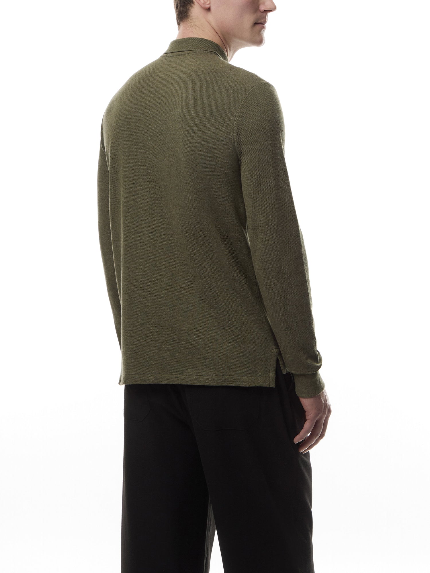 Custom Slim Fit Mesh Long Sleeve Polo Shirt