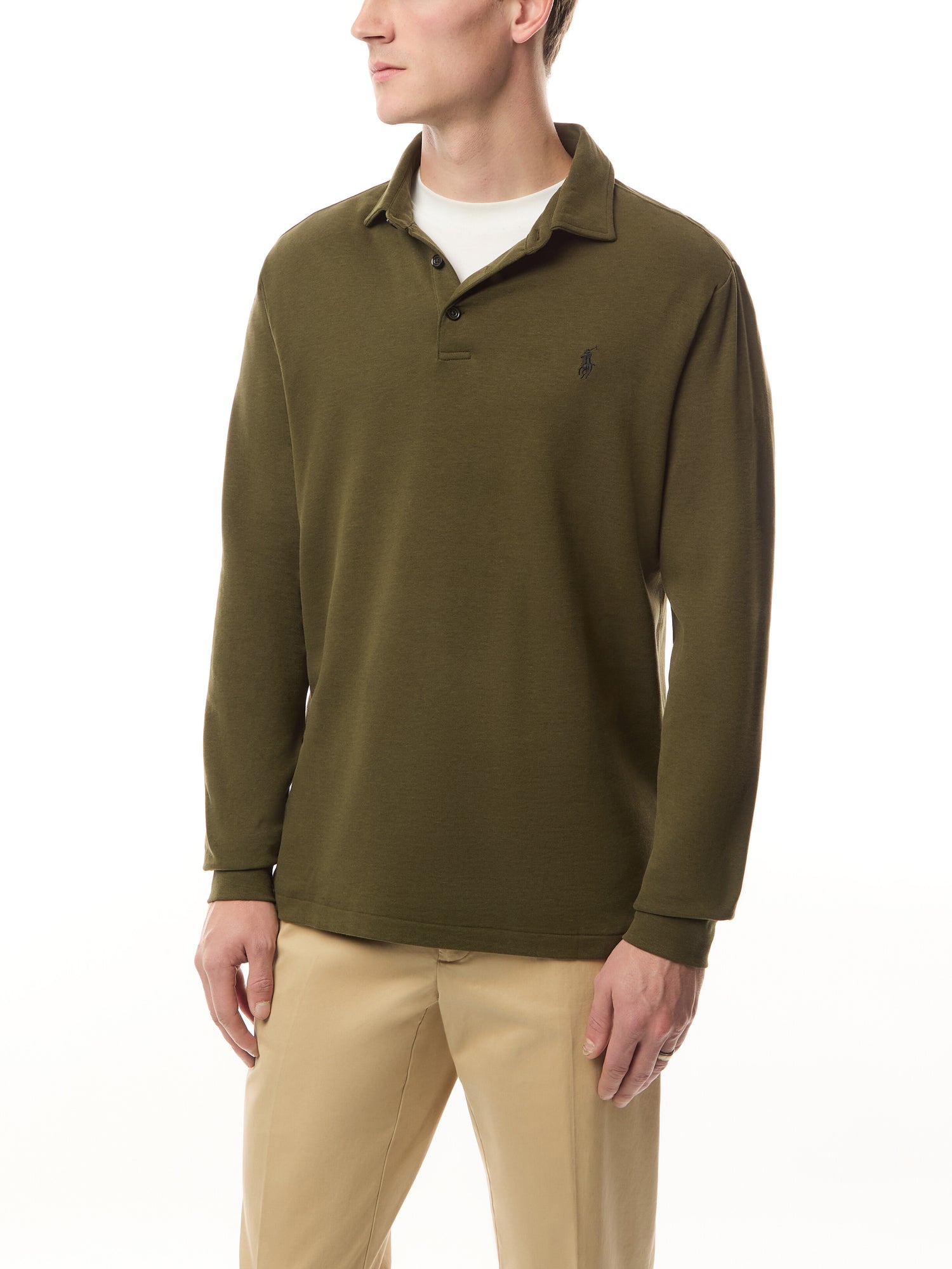 Double Knit Long Sleeve Polo Shirt