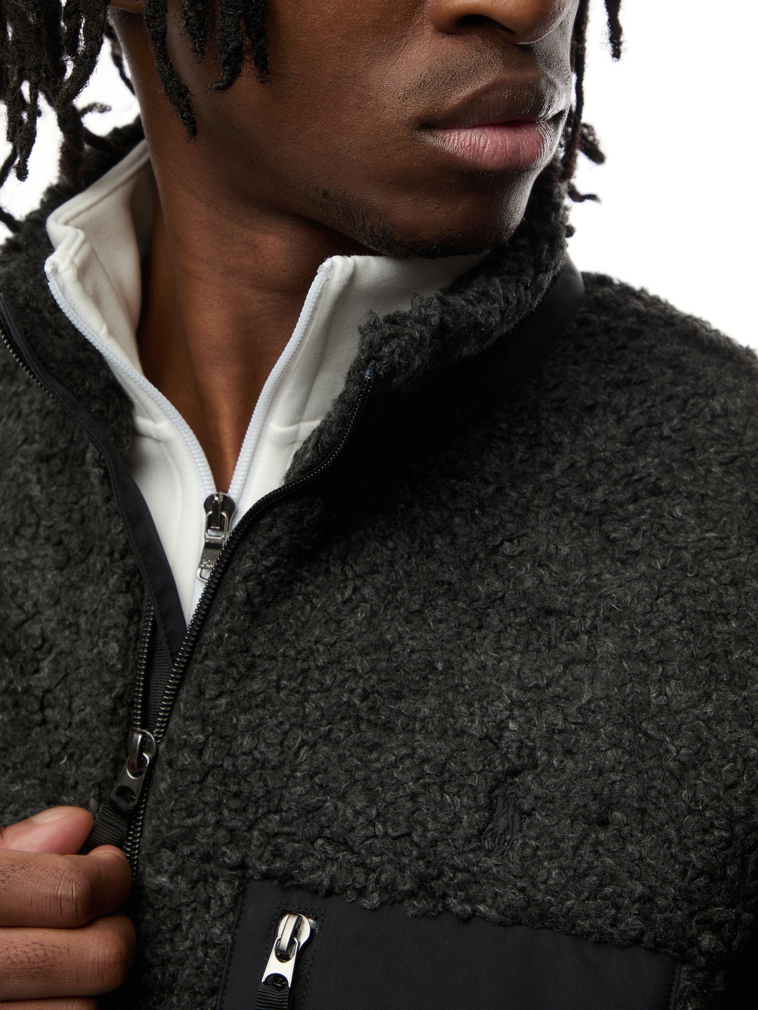 Pile Fleece Hybrid Zip Through Jacket