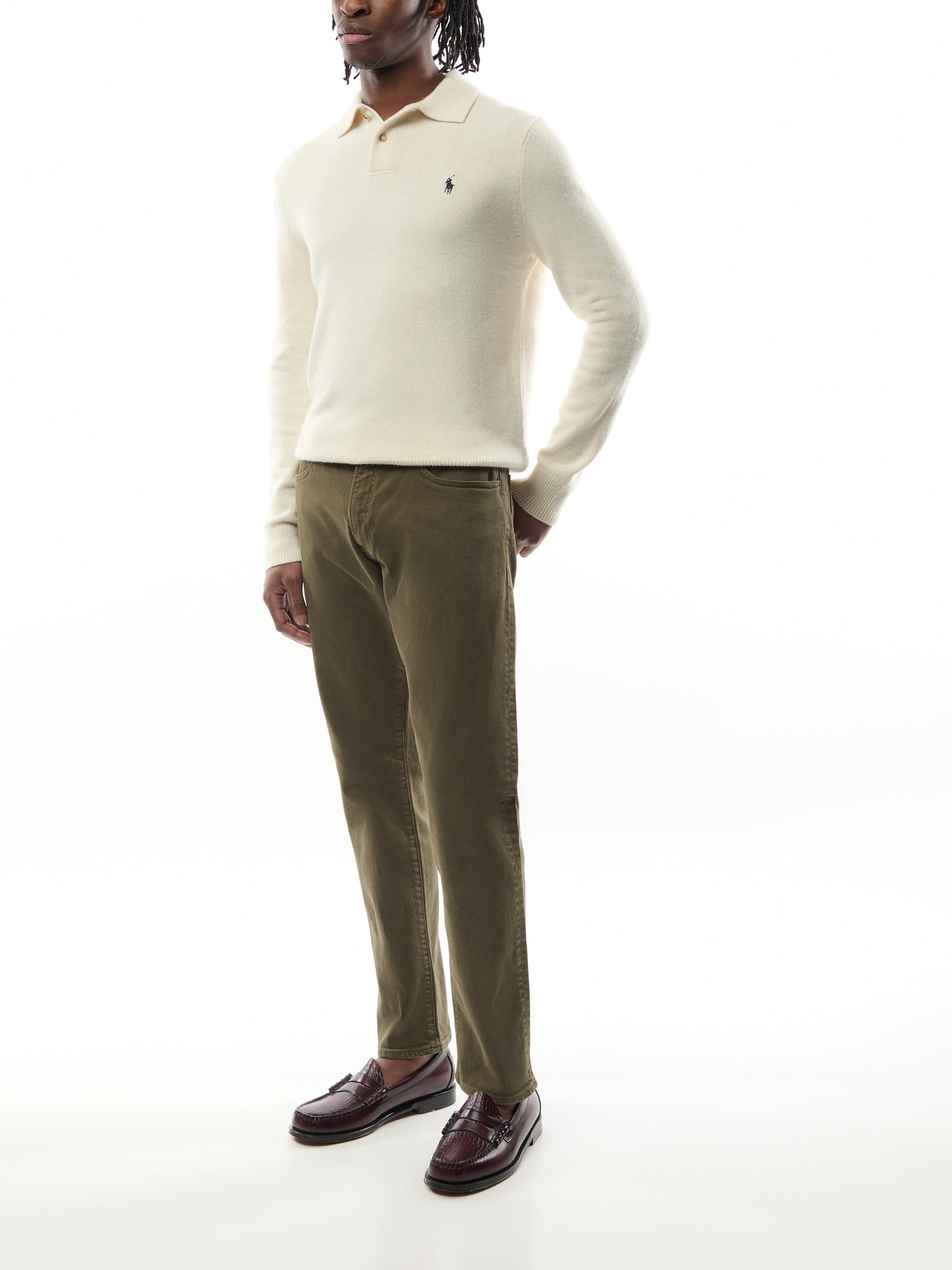 Wool Blend Plaquet Knited Polo Sweater
