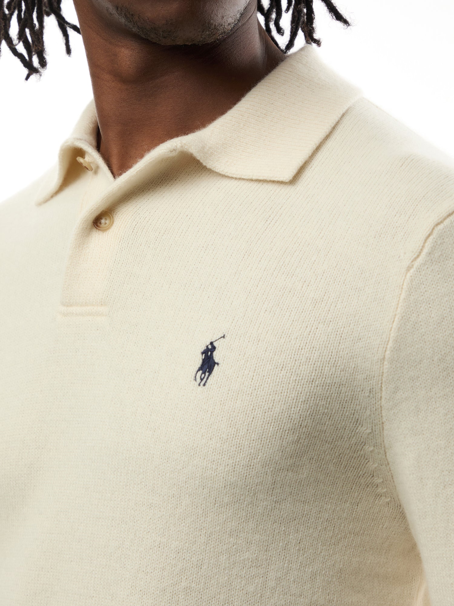 Wool Blend Plaquet Knited Polo Sweater