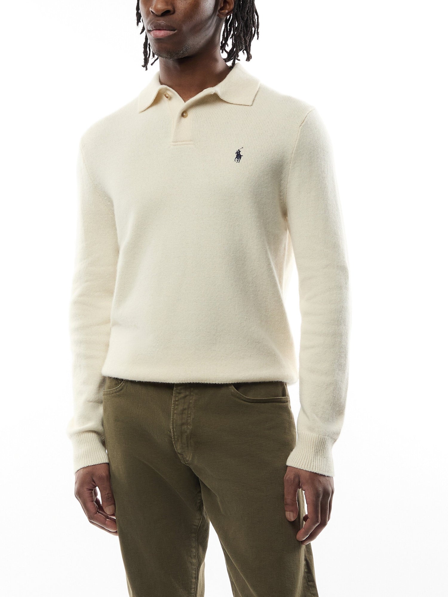 Wool Blend Plaquet Knited Polo Sweater