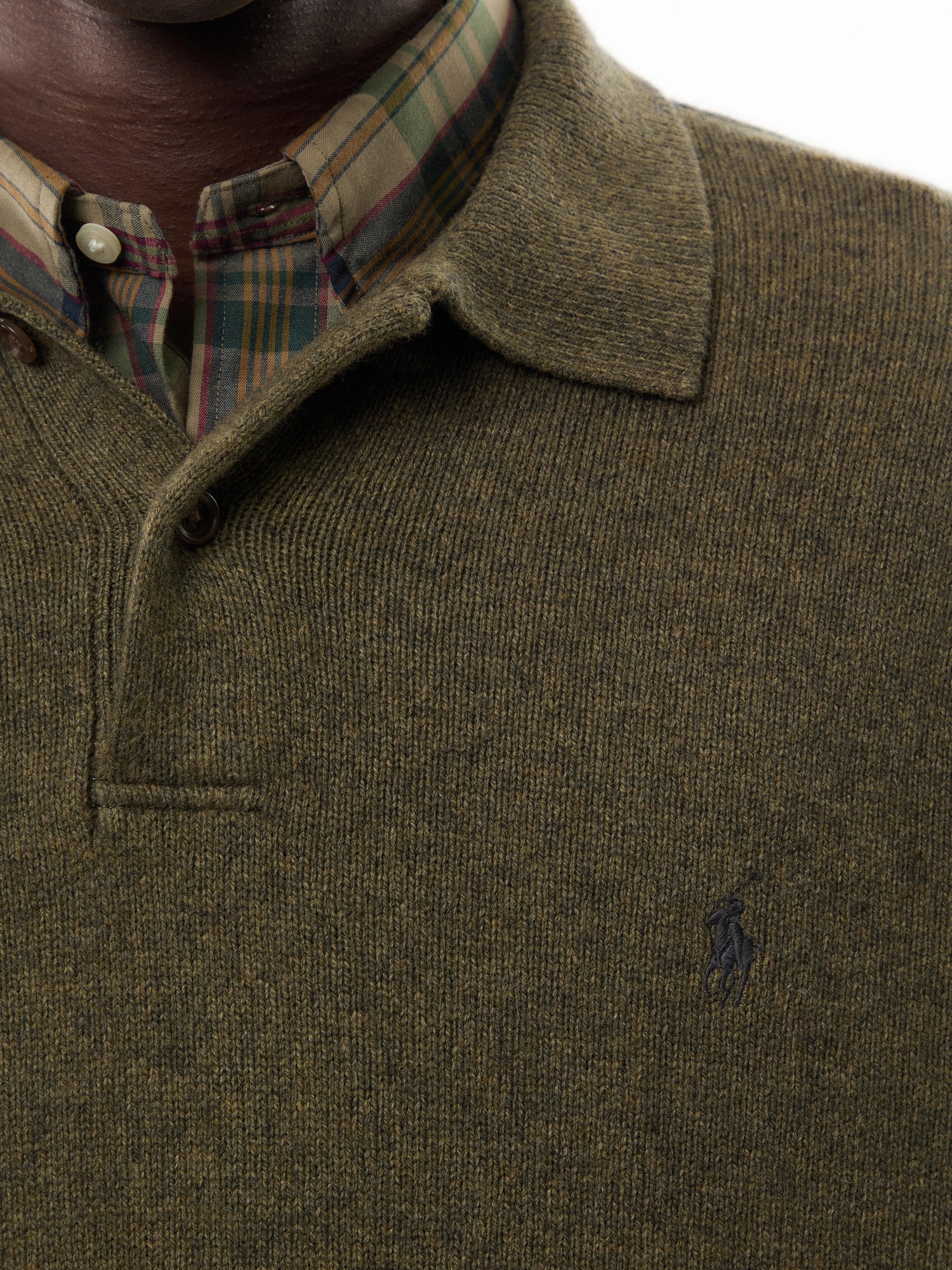 Wool Blend Plaquet Knited Polo Sweater