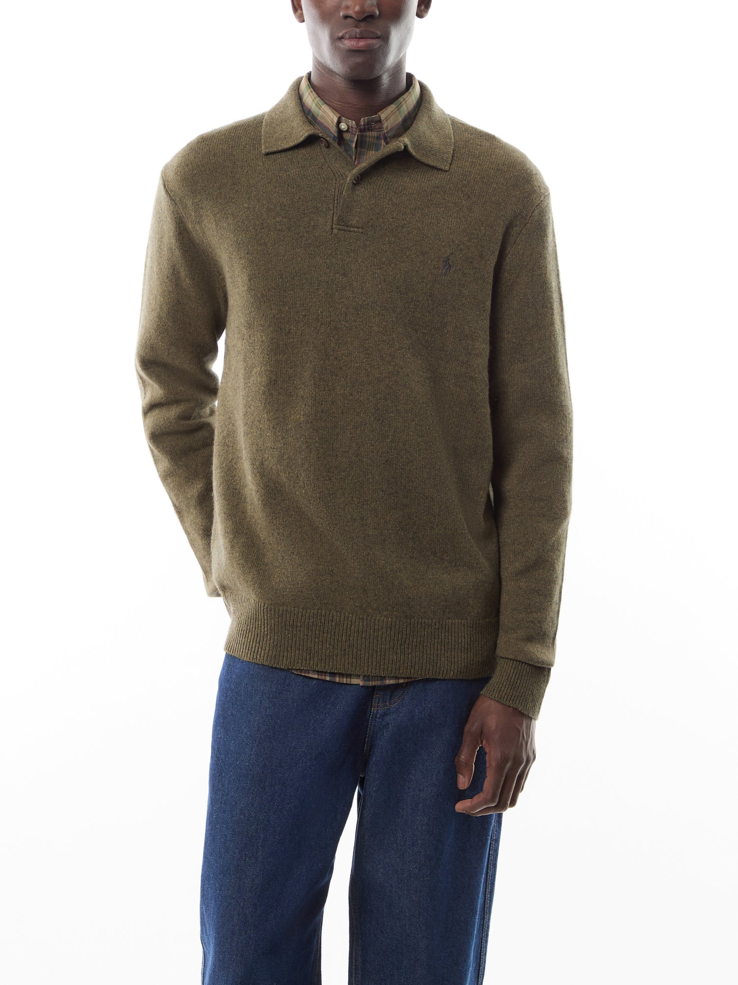 Wool Blend Plaquet Knited Polo Sweater