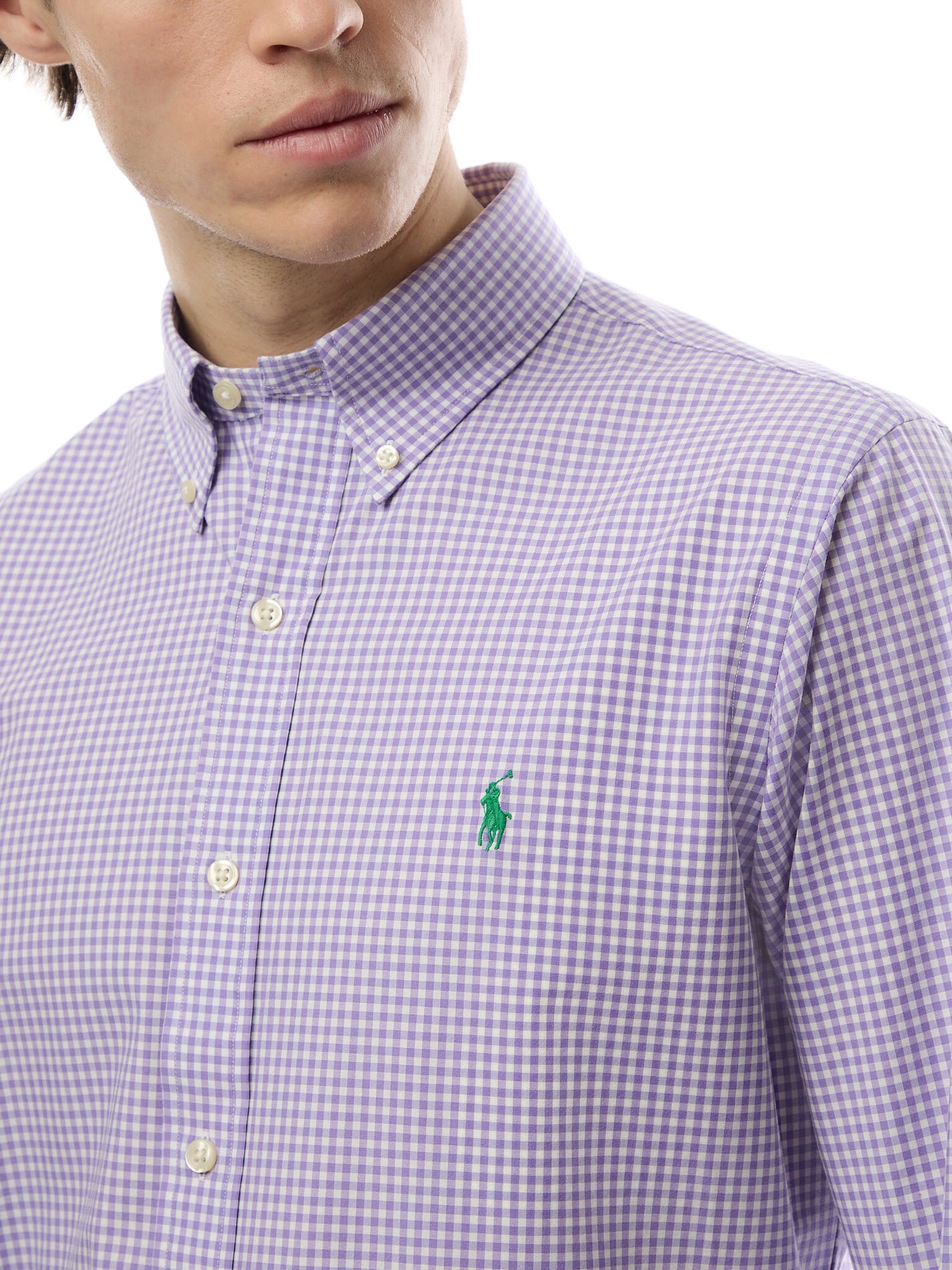 Custom Fit Gingham Stretch Poplin Shirt