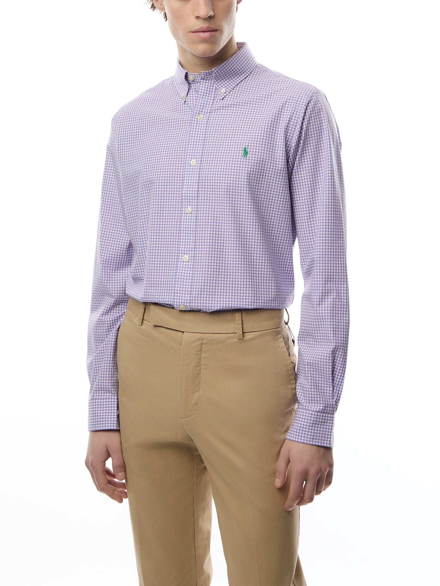 Custom Fit Gingham Stretch Poplin Shirt