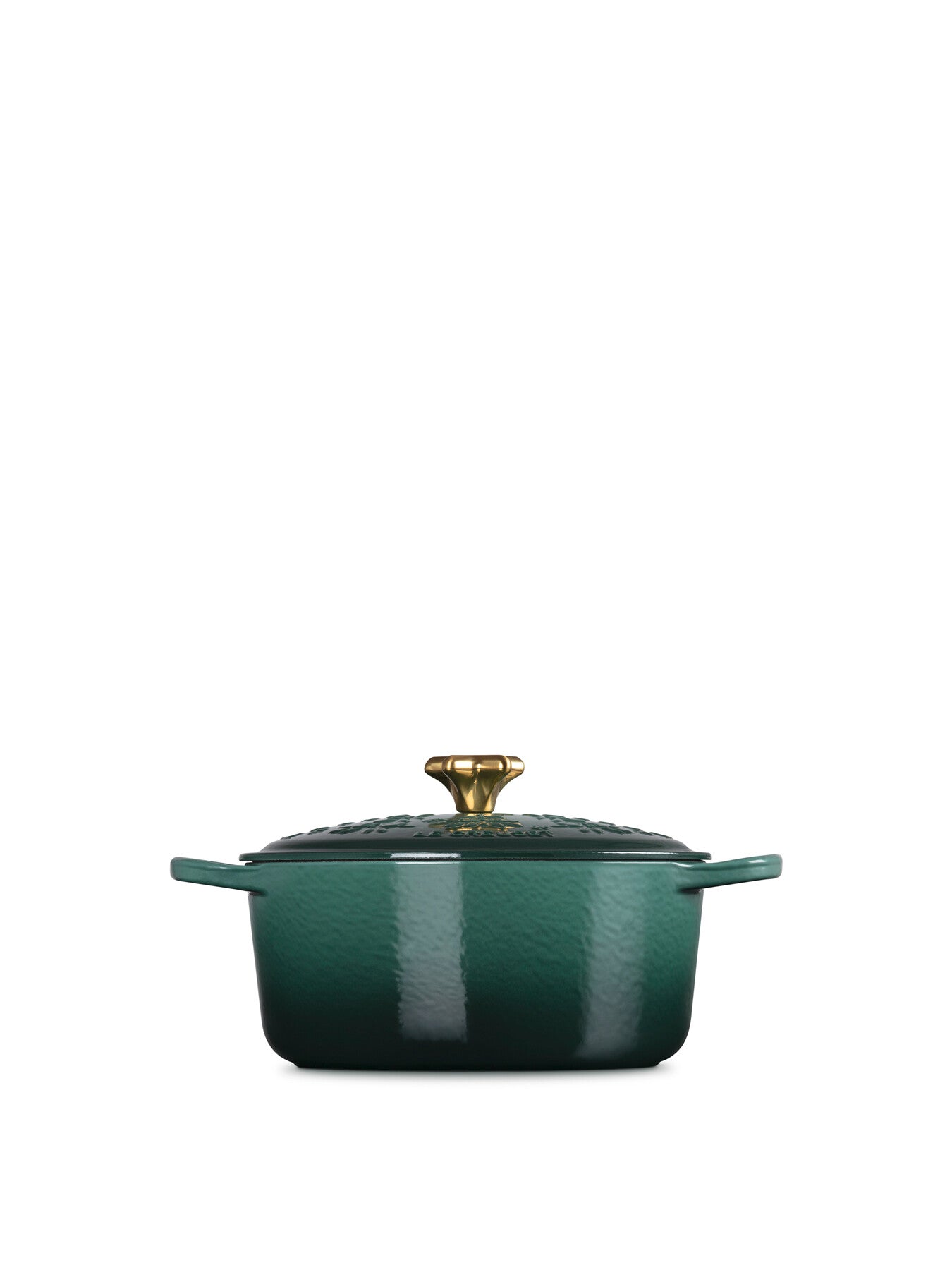 Cast Iron Round Casserole Noel Tree Relief