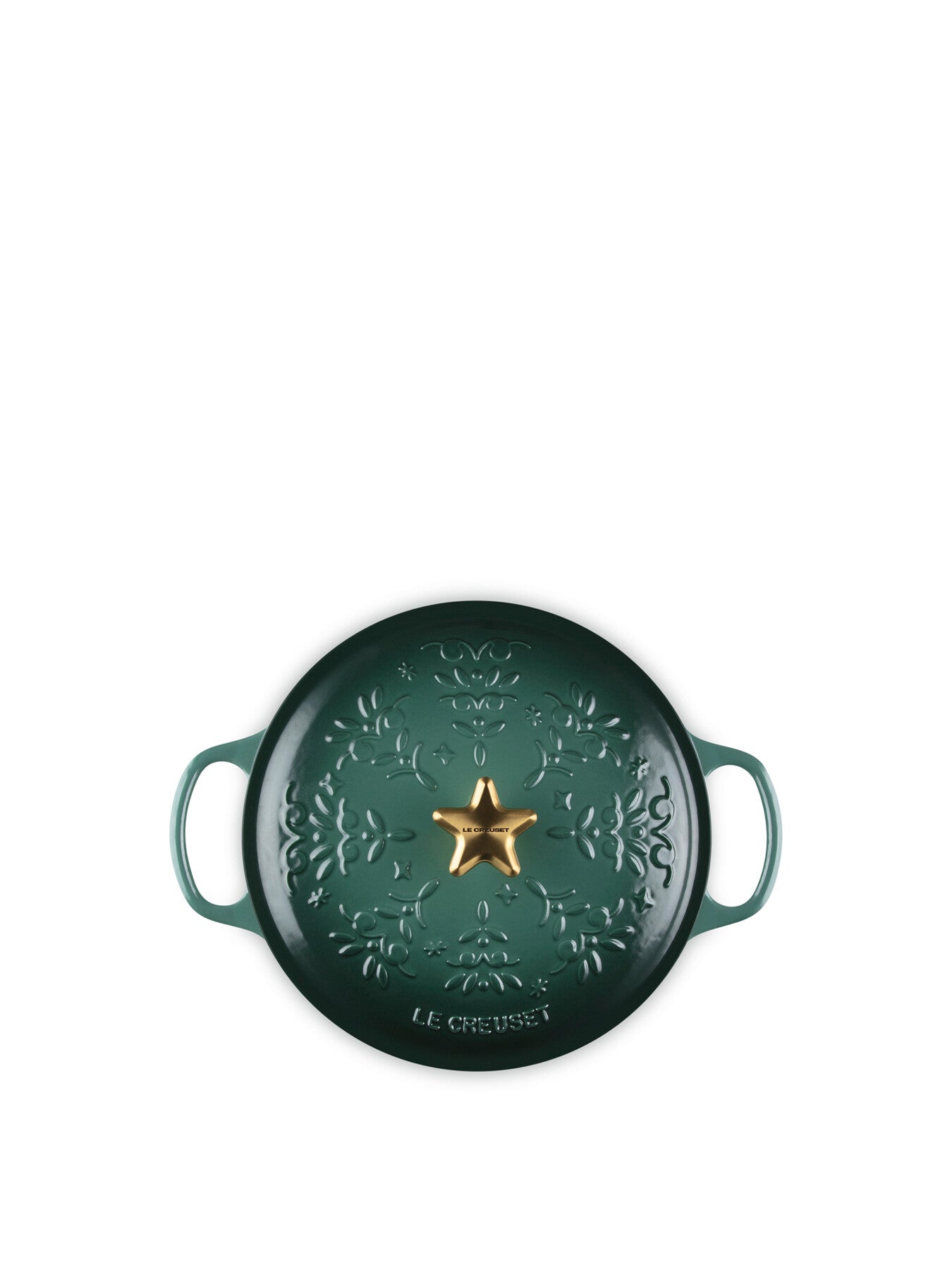 Cast Iron Round Casserole Noel Tree Relief
