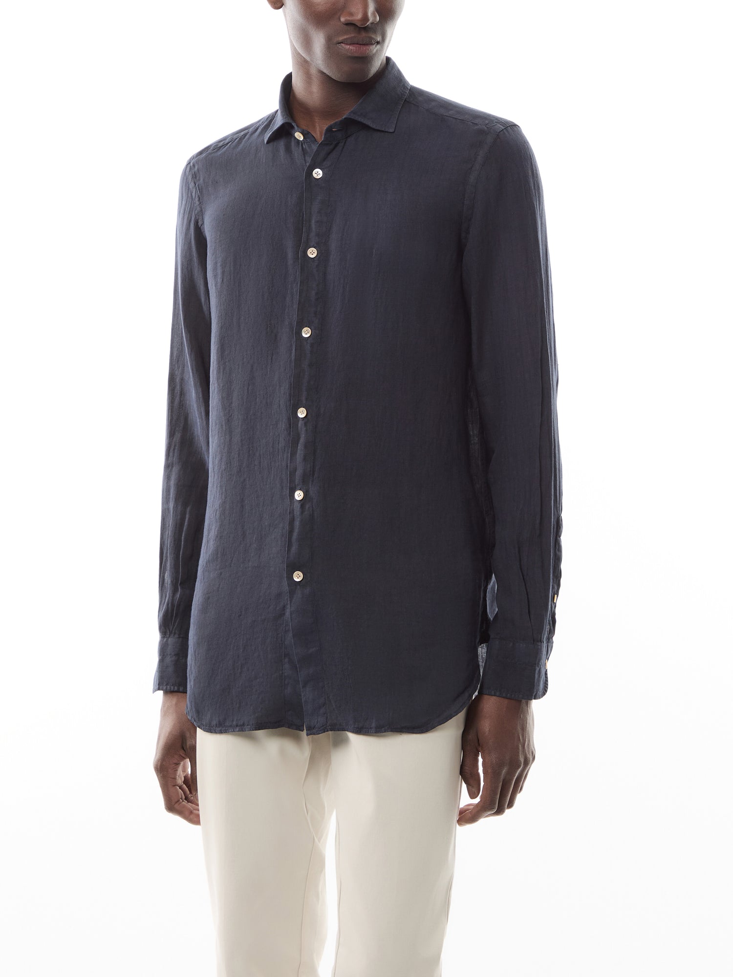 Linen Cut Away Collar Shirt