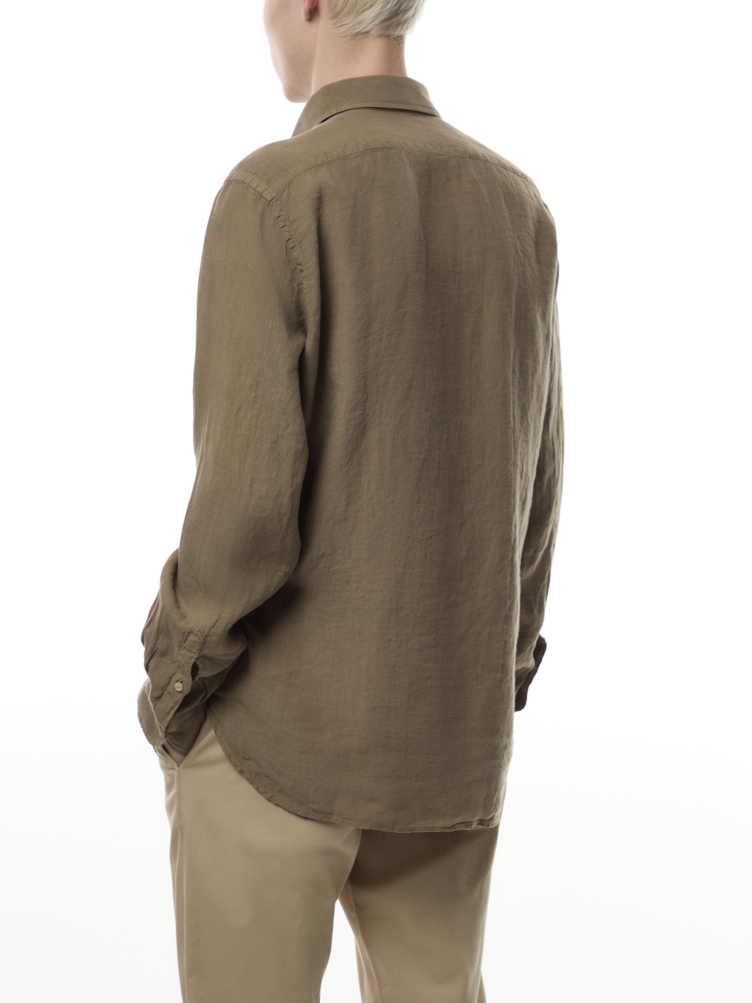 Linen Cut Away Collar Shirt