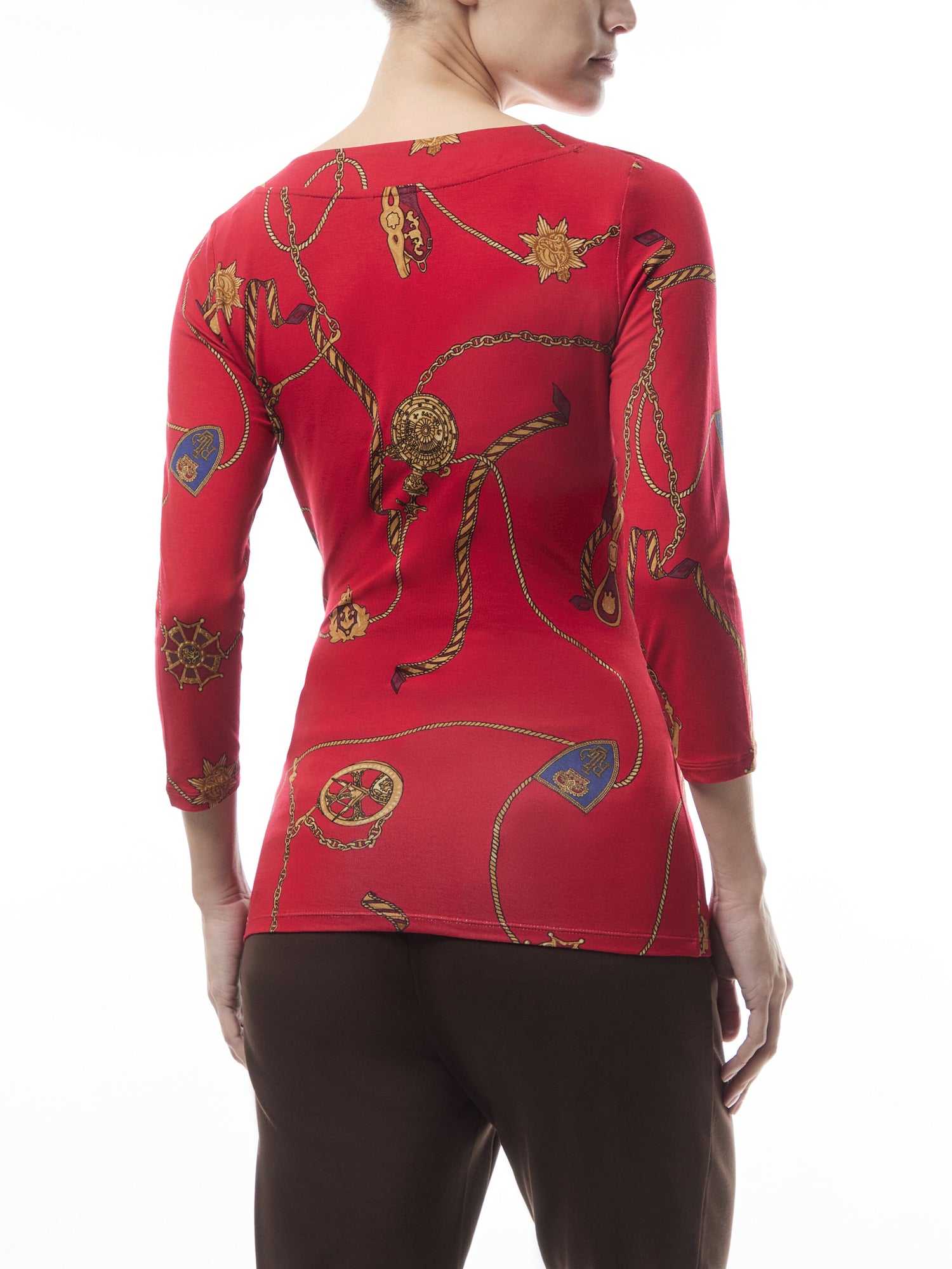 Belting Print Jersey Surplice Top