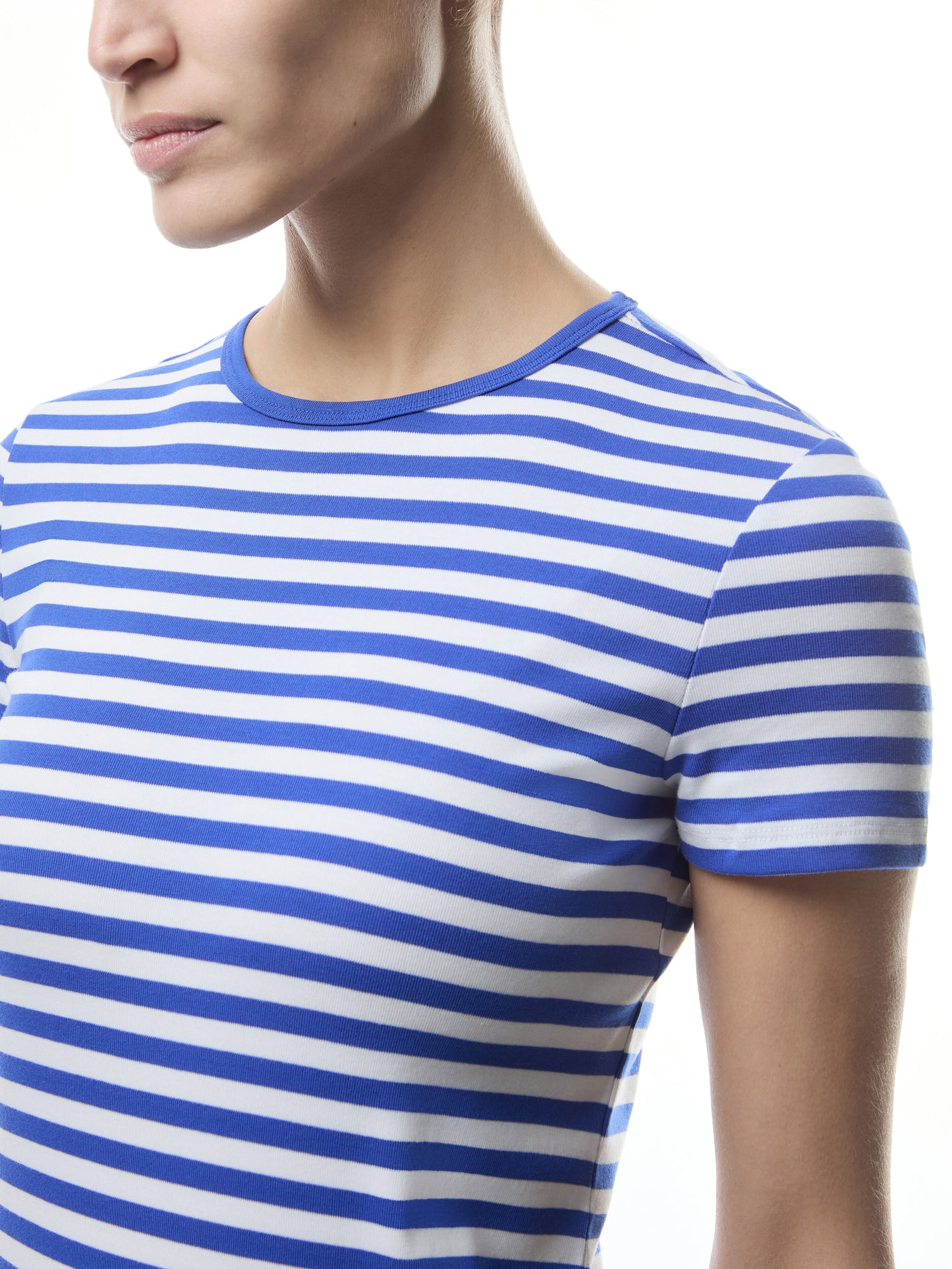 Striped Stretch Cotton Crewneck T Shirt