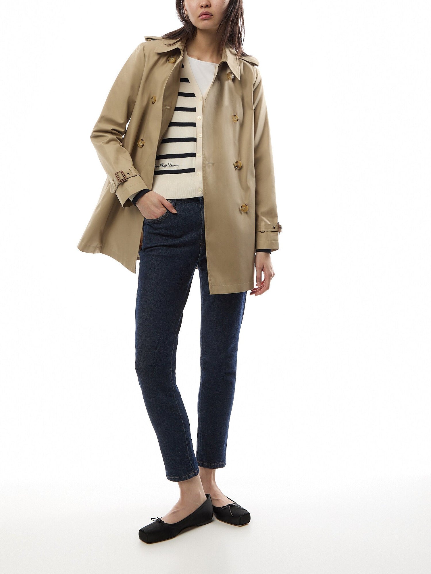 Double-Breasted Cotton-Blend Trench Coat