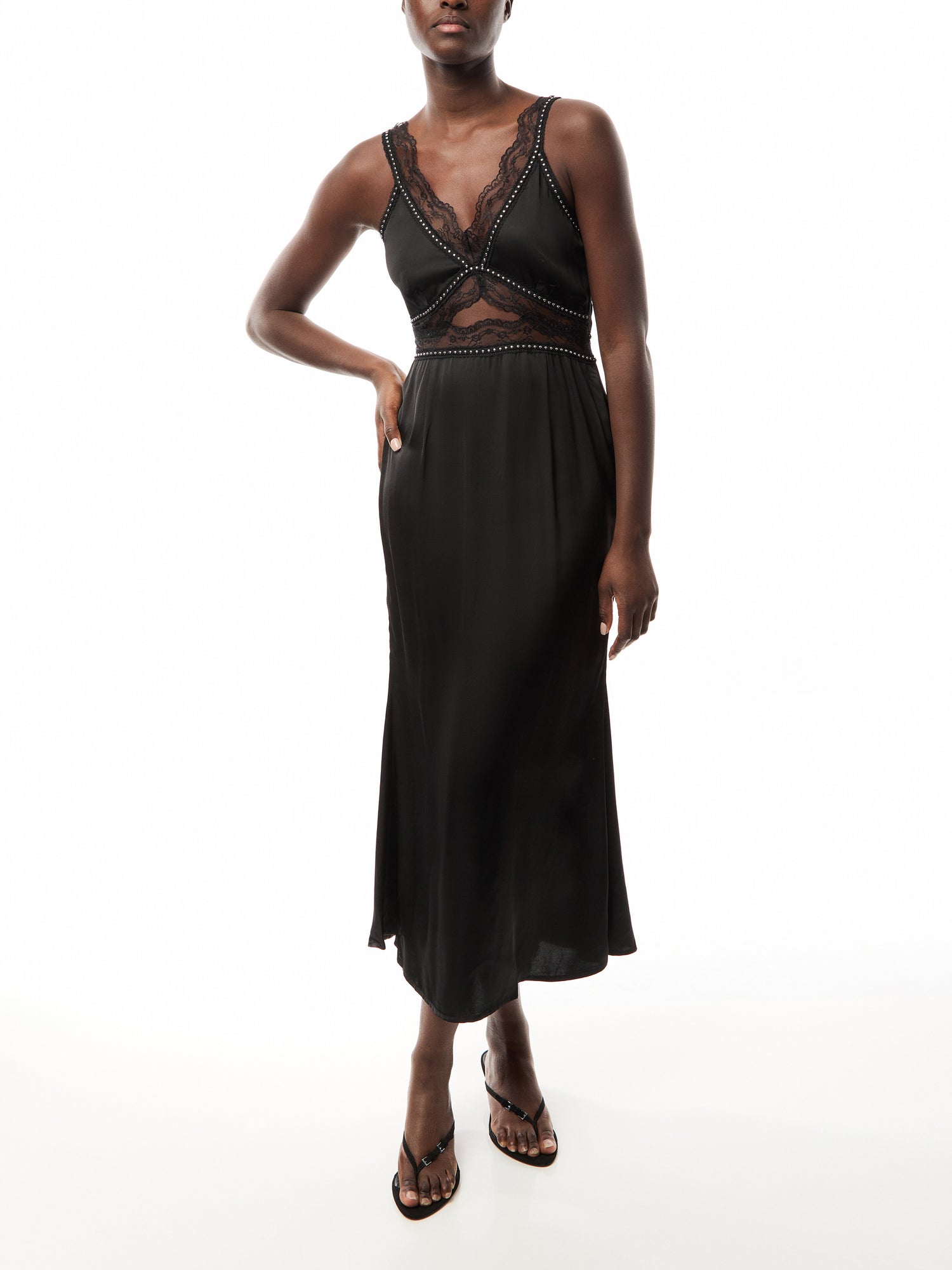 Black Mimi Dress with Stud Trim