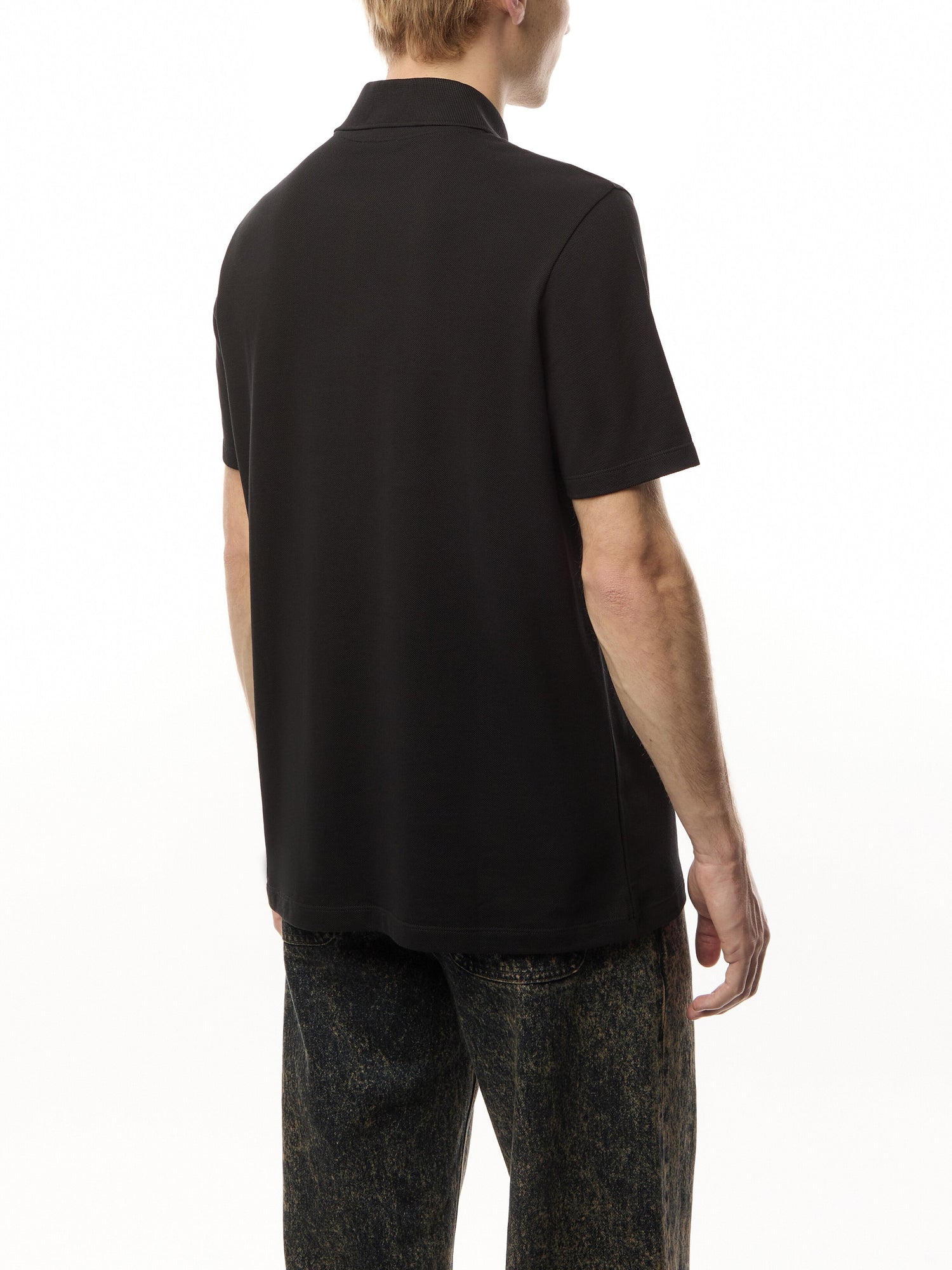 Embroidery Zip Short Sleeve Polo Shirt