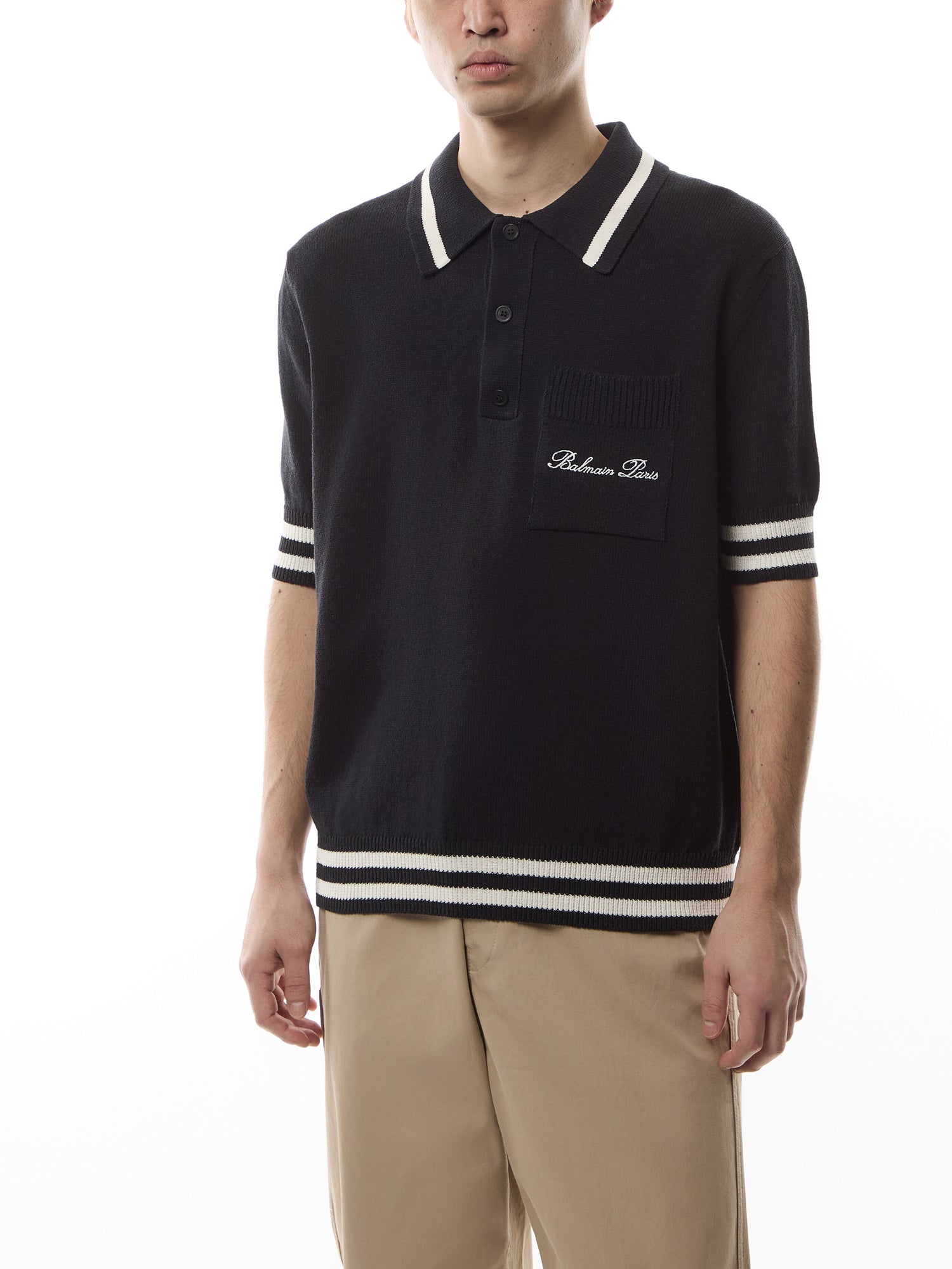 Signature Logo Wool Polo Shirt