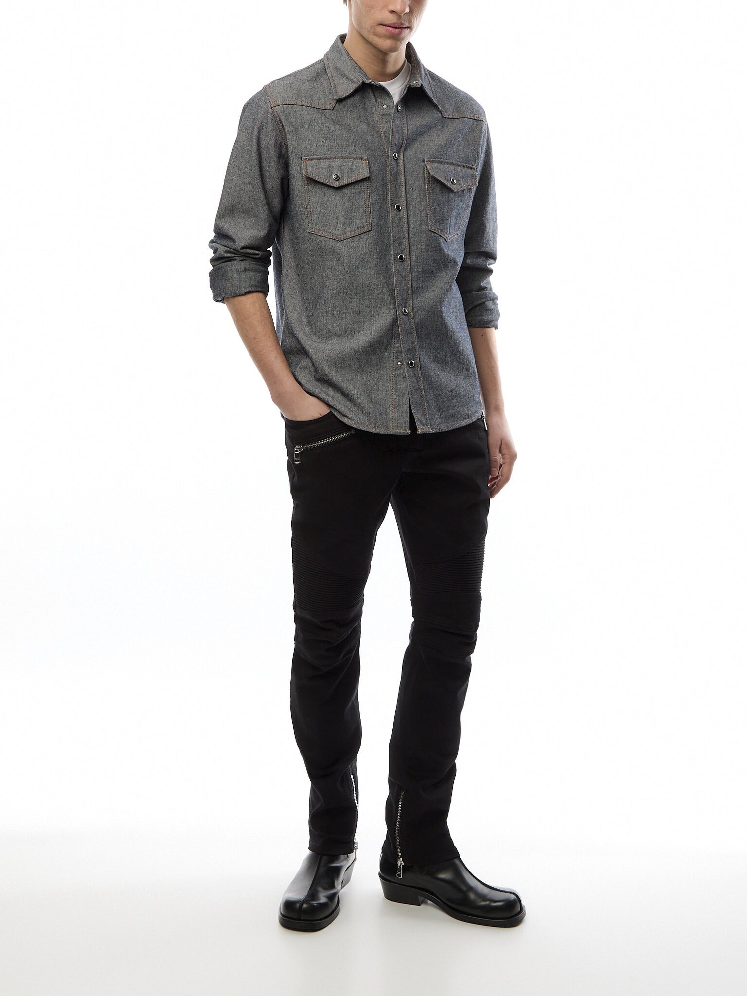 Denim Biker Pants