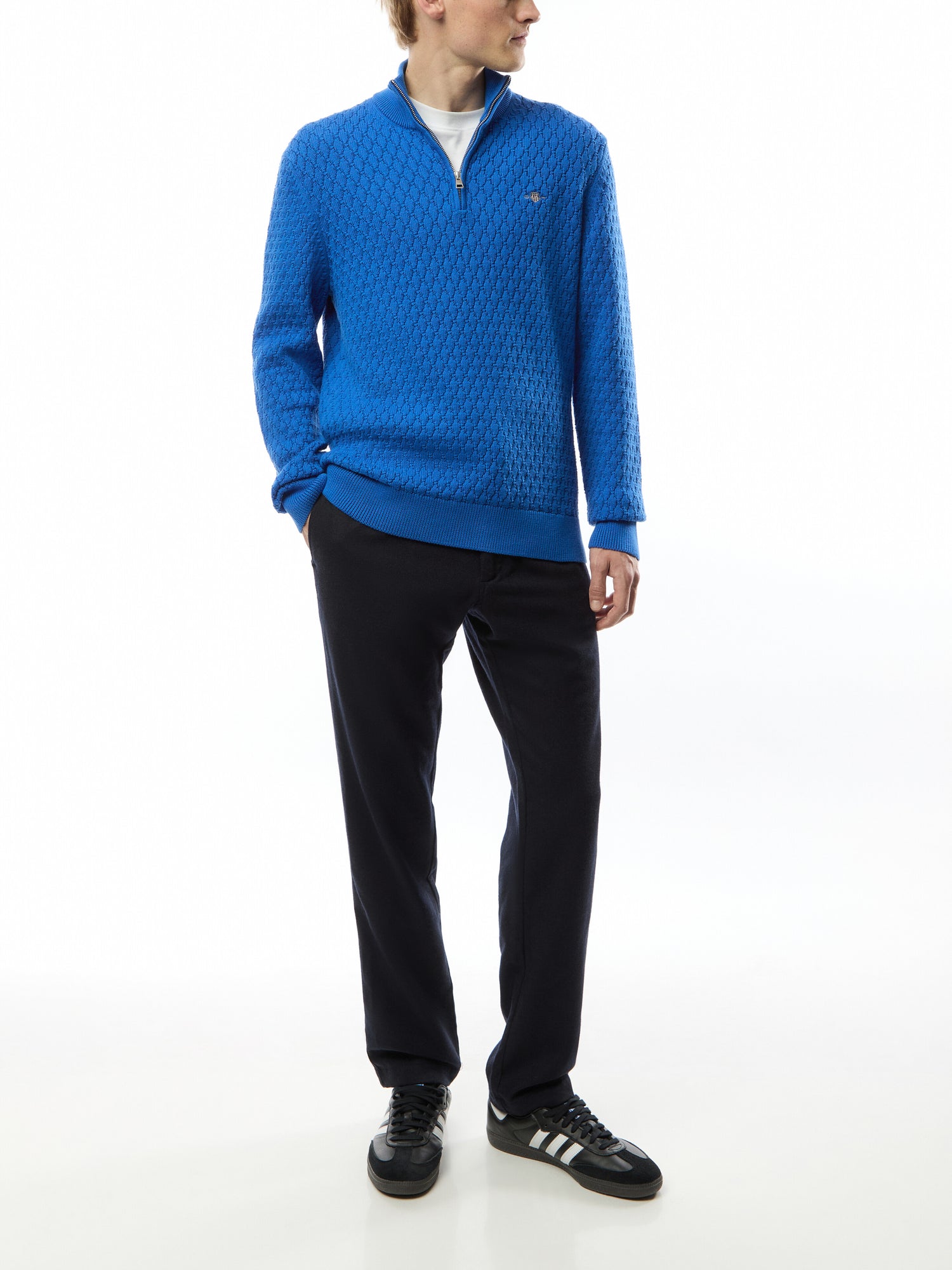 Textured Cotton Half Zip