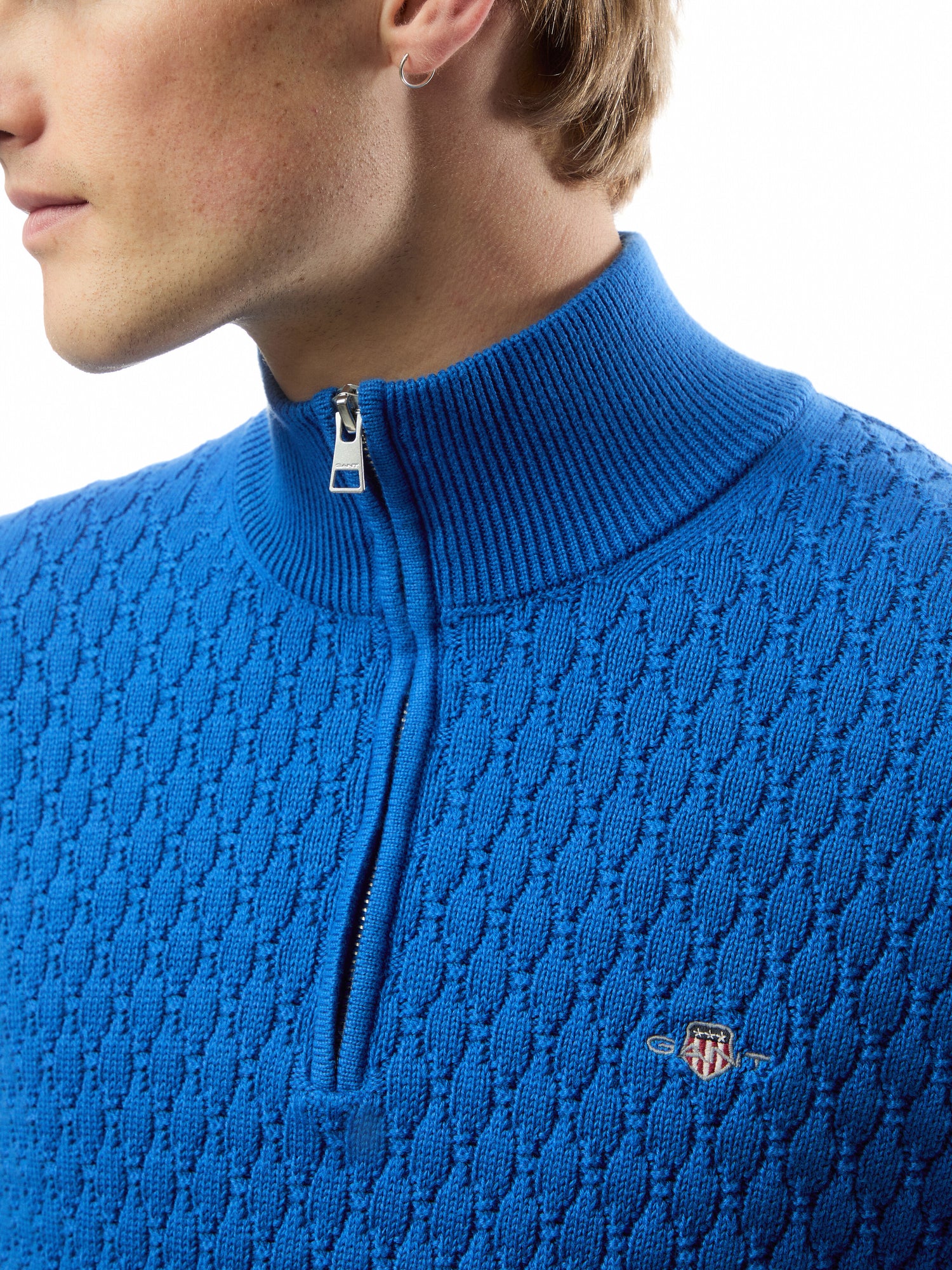 Textured Cotton Half Zip