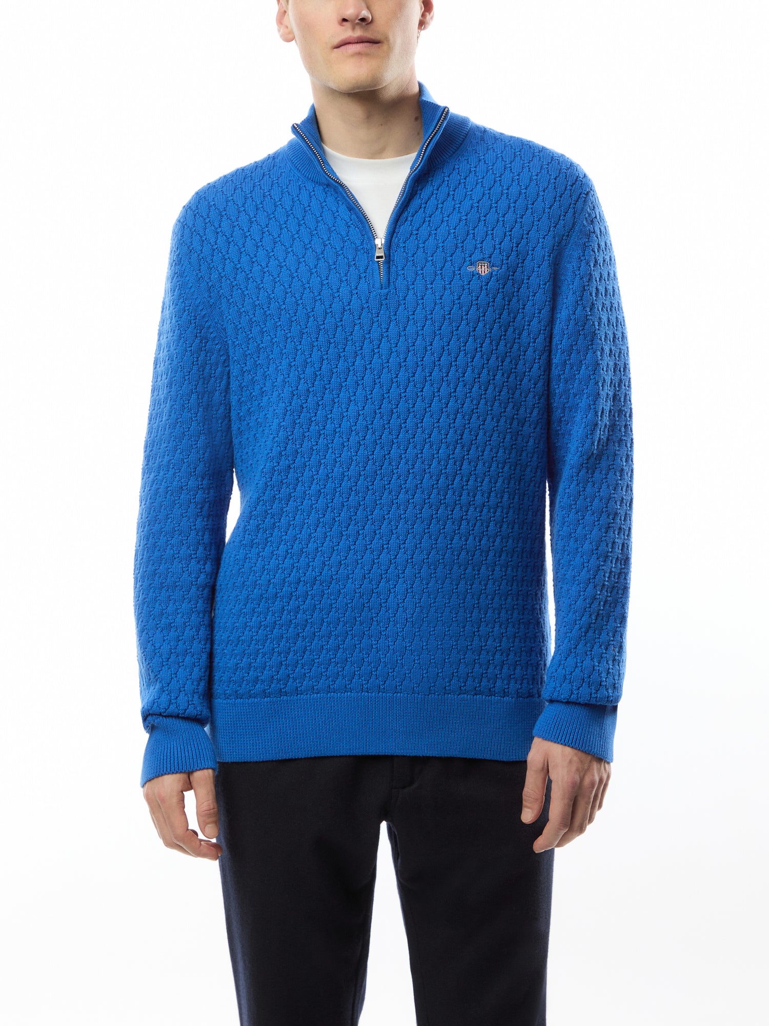 Textured Cotton Half Zip
