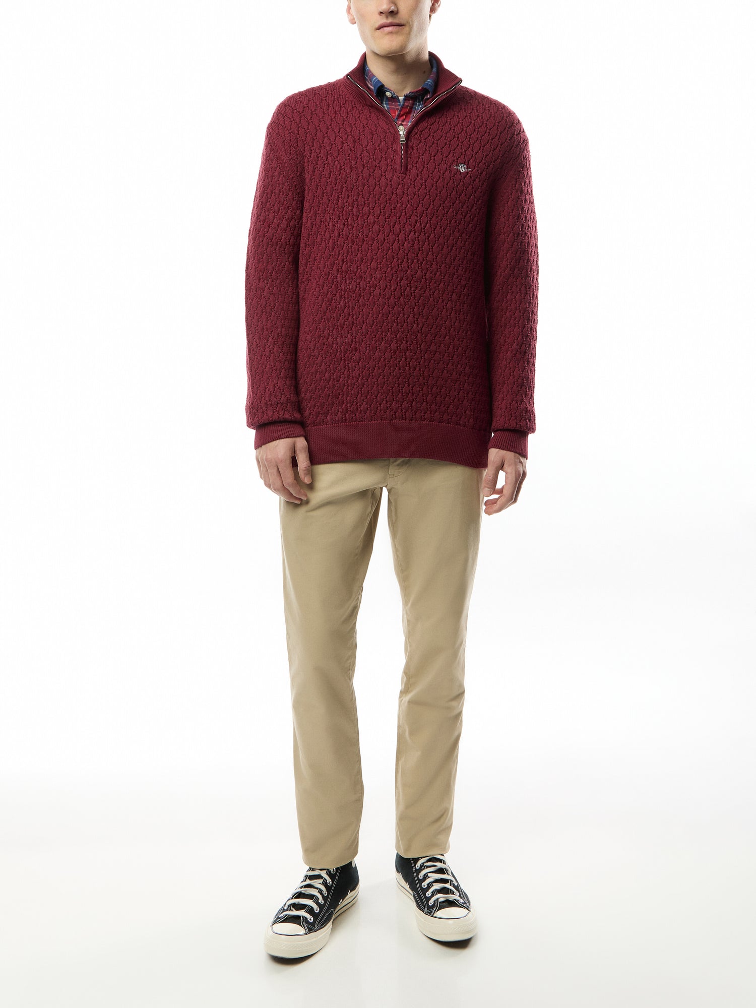 Textured Cotton Half Zip