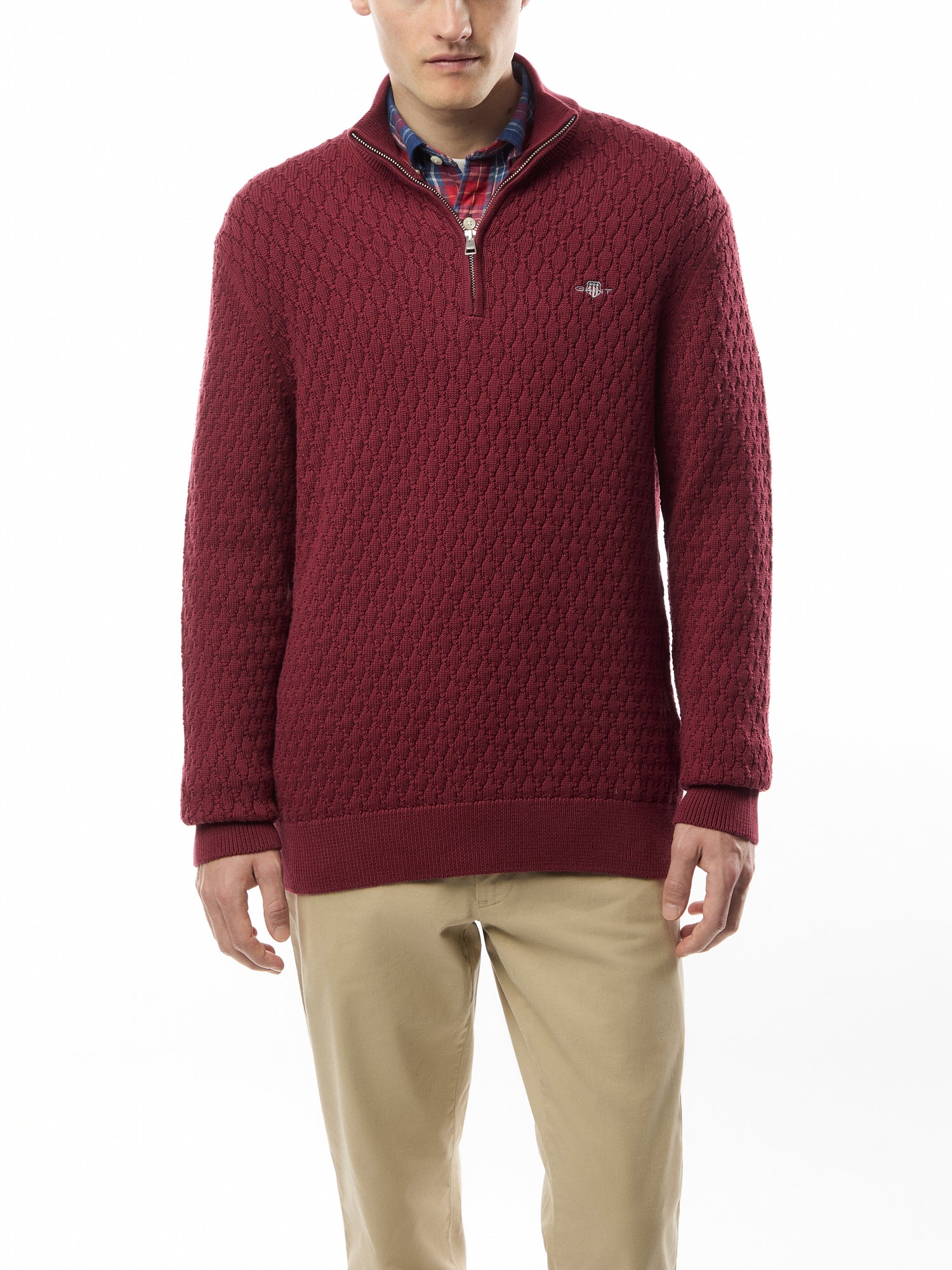 Textured Cotton Half Zip