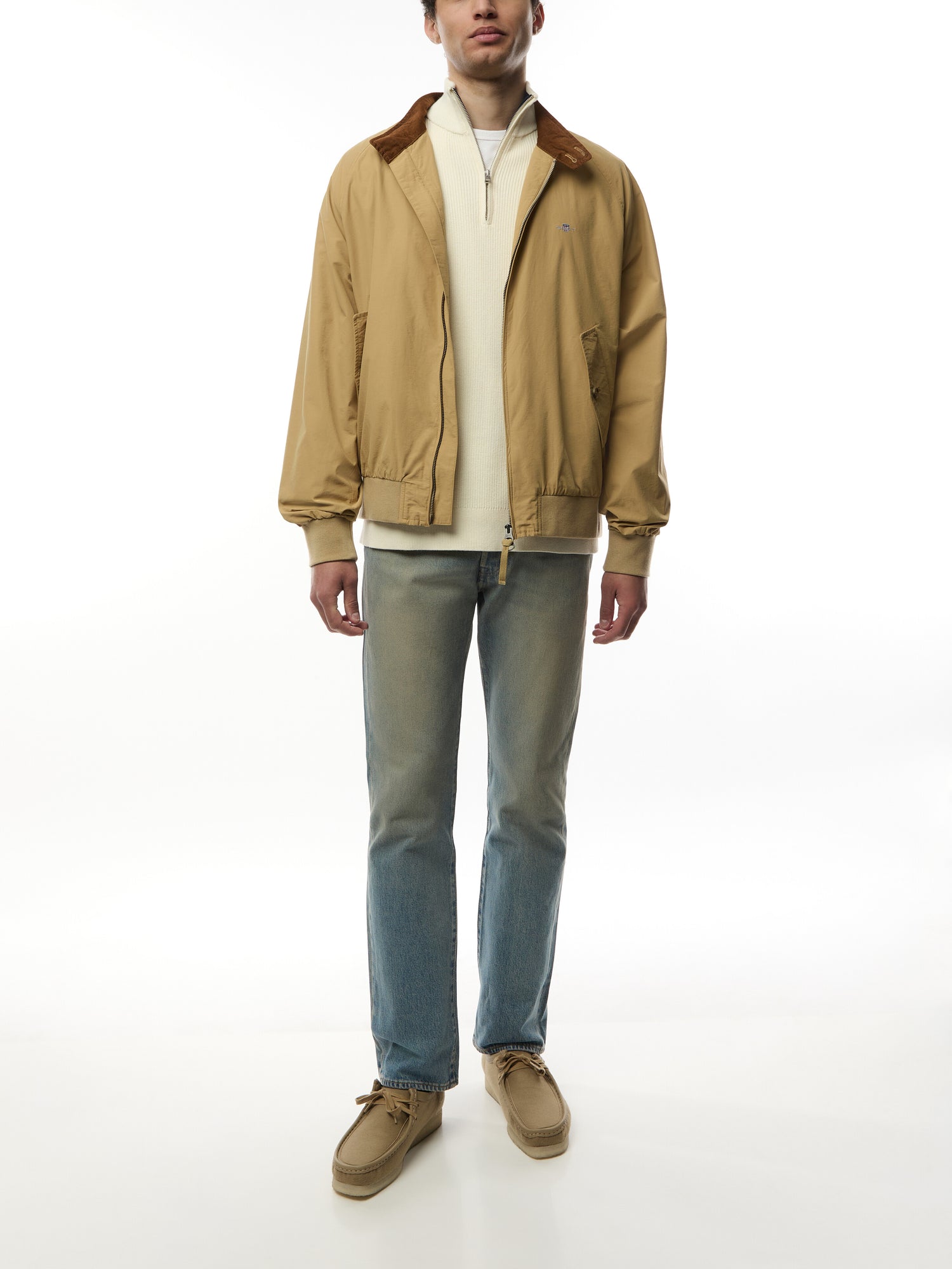 Ribbed Cotton Quarter Zip Jumper