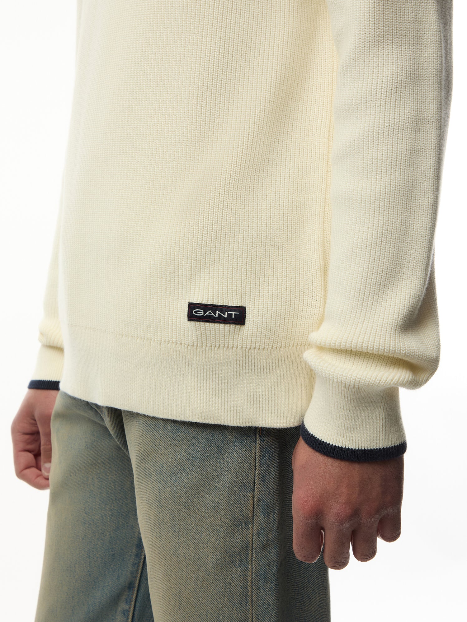 Ribbed Cotton Quarter Zip Jumper
