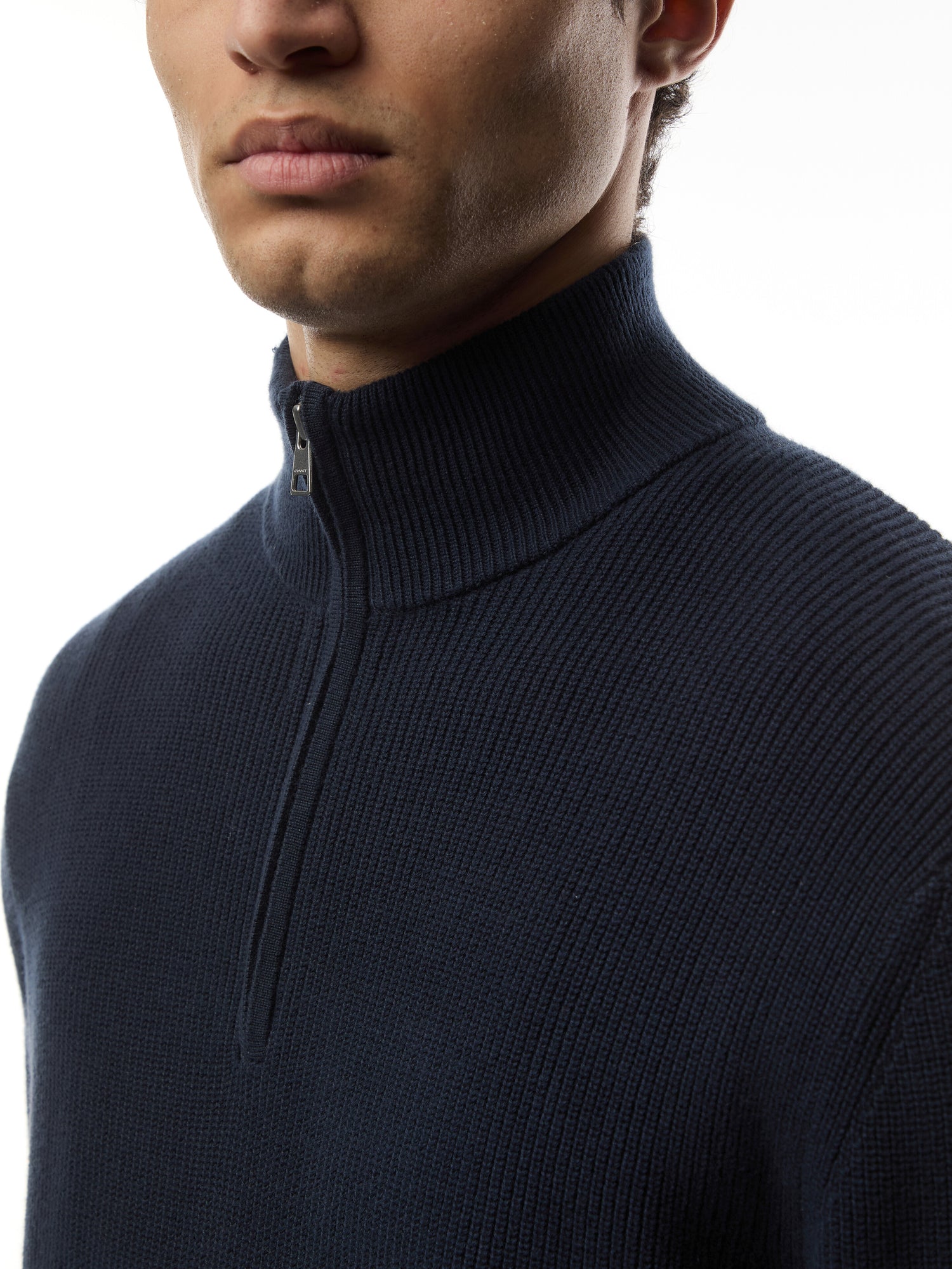 Ribbed Cotton Quarter Zip Jumper
