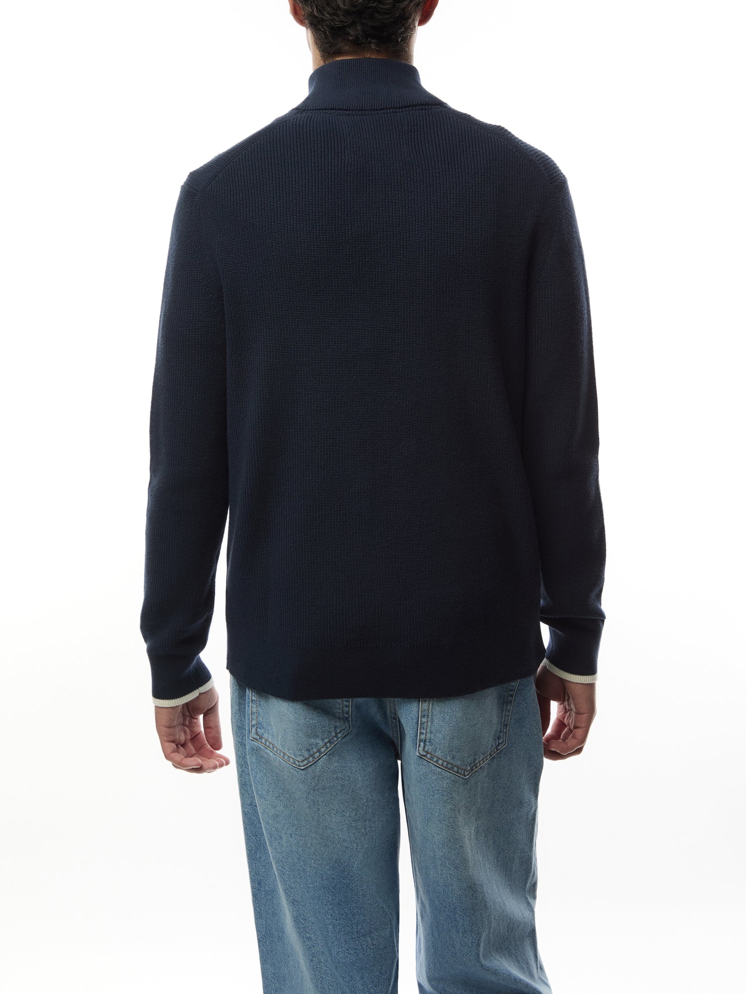 Ribbed Cotton Quarter Zip Jumper
