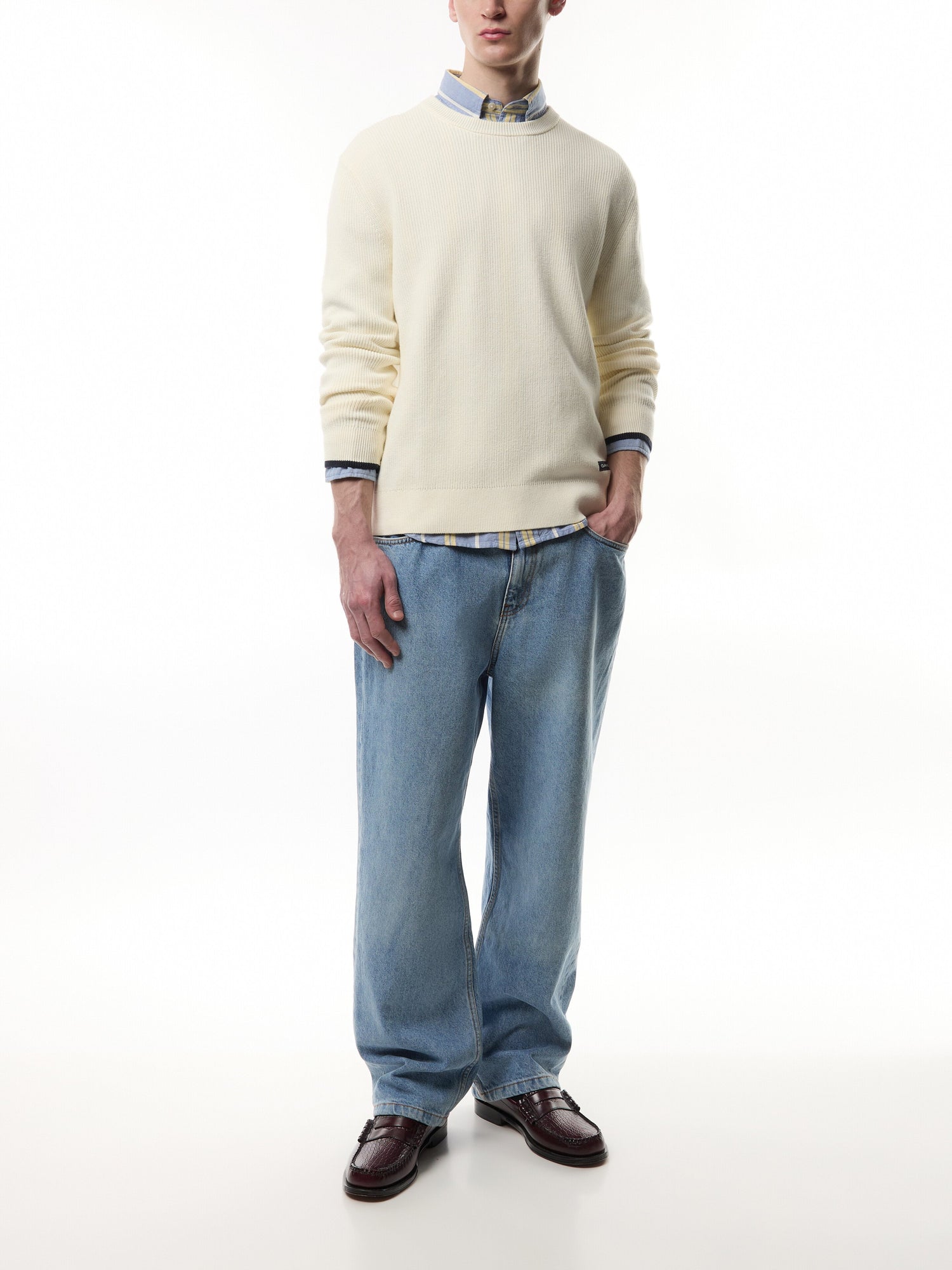 Ribbed Cotton Crew Neck Sweater