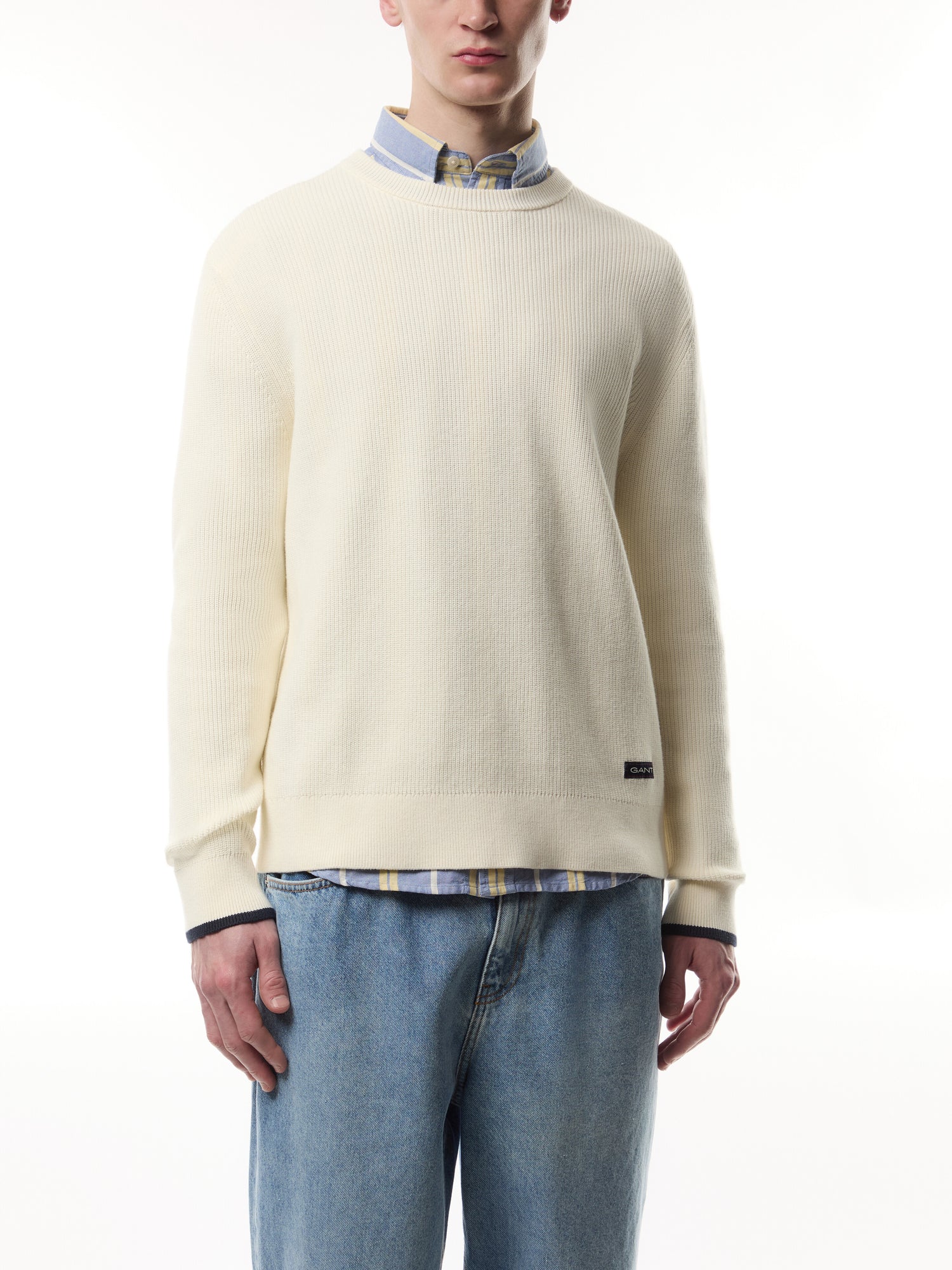 Ribbed Cotton Crew Neck Sweater