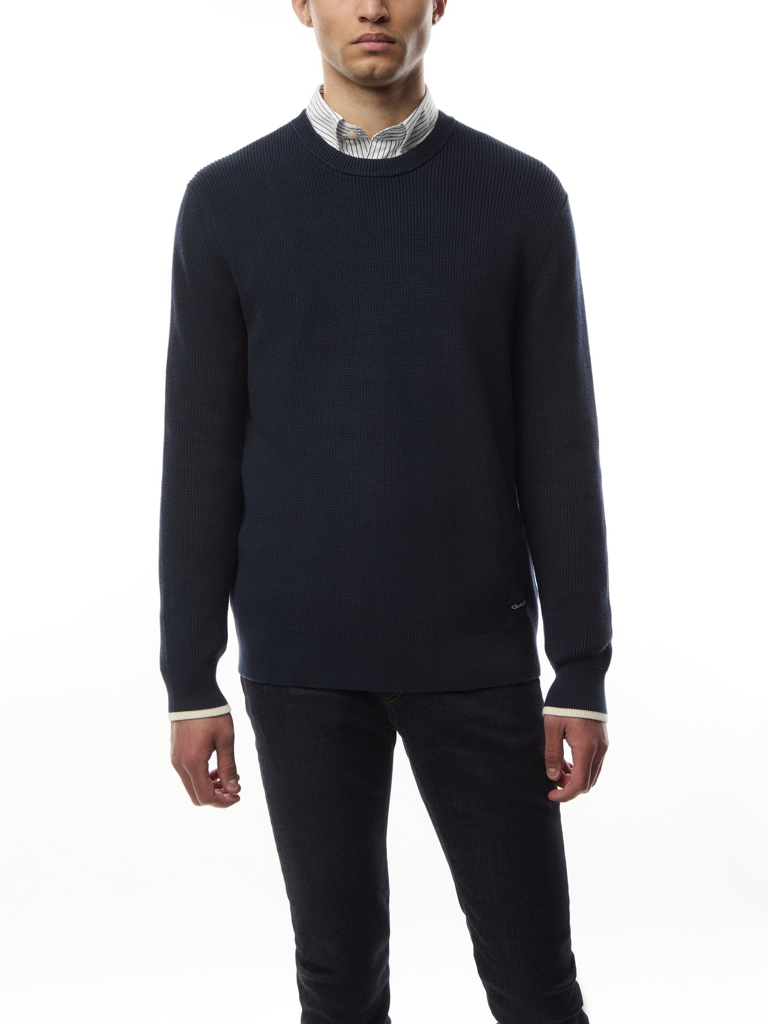 Ribbed Cotton Crew Neck Sweater