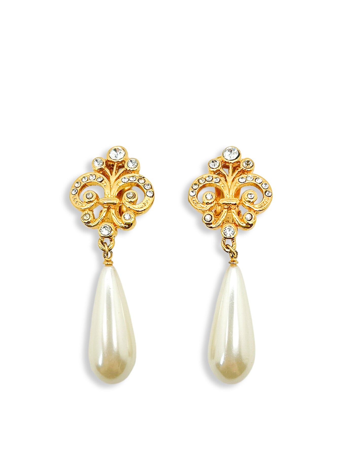 Vintage Statement Gold Pearl Drop Earrings