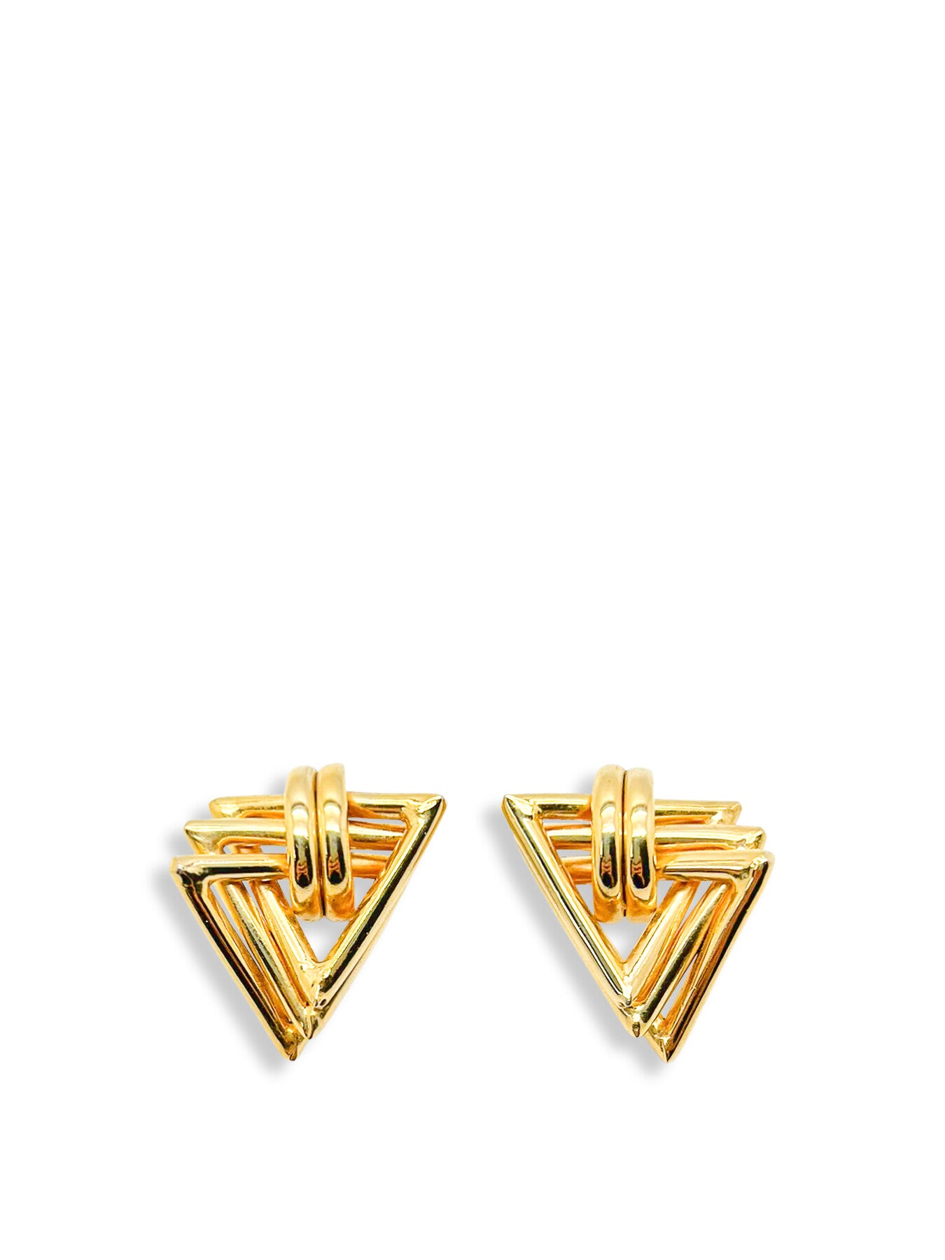 Vintage Gold Triangular Knot Earrings