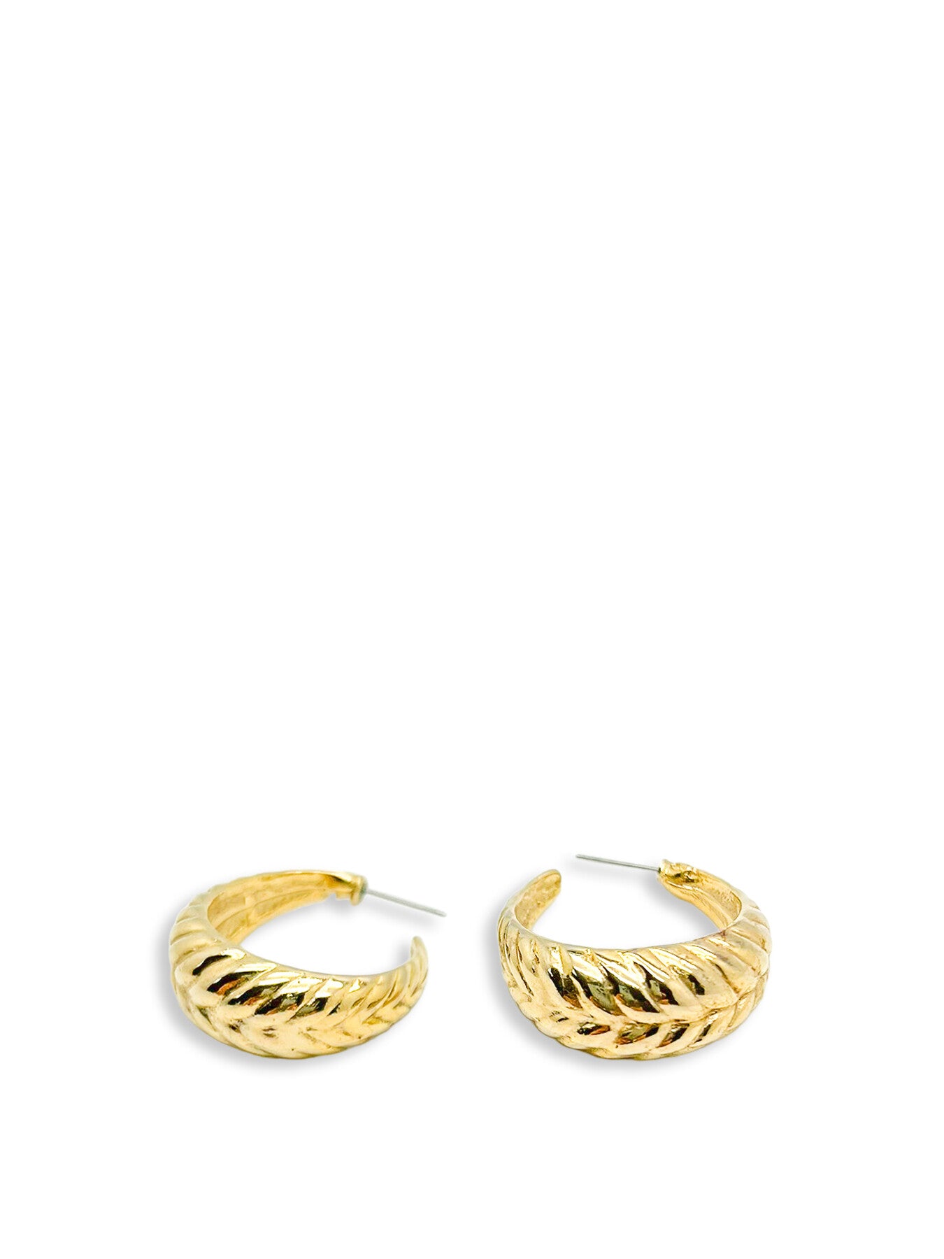 Vintage Gold Curved Leaf Hoops