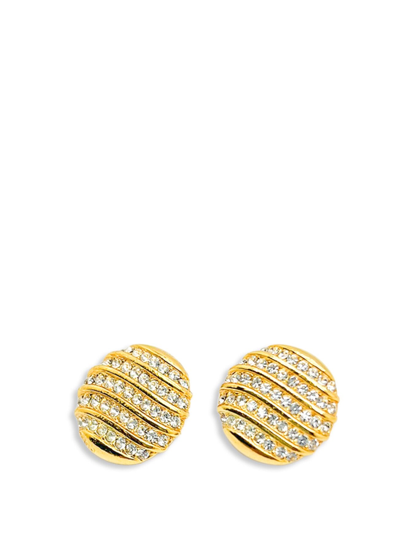 Vintage Gold Button Crystal Studs