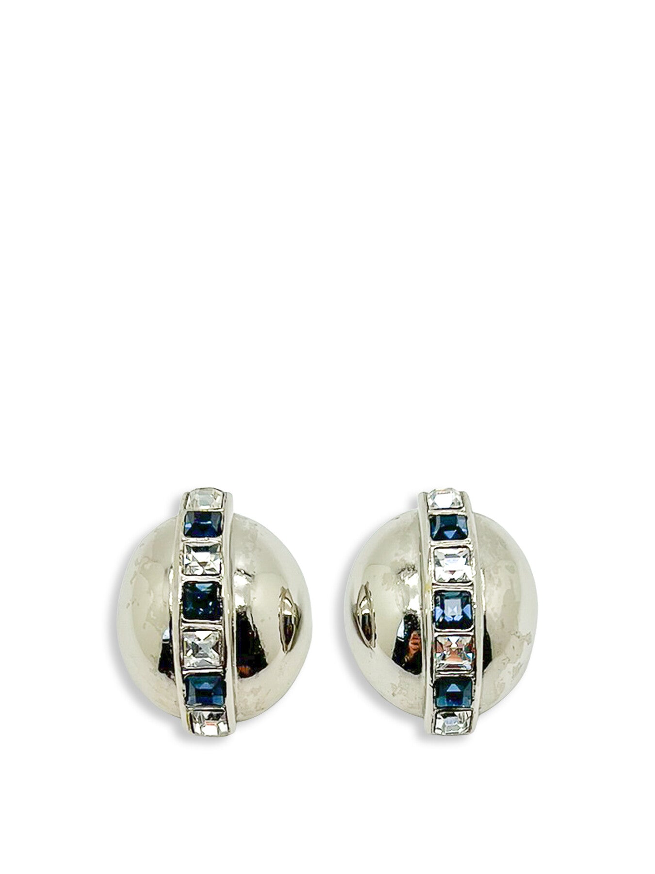 Vintage Fancy Sapphire Crystal Embellished Dome Earrings