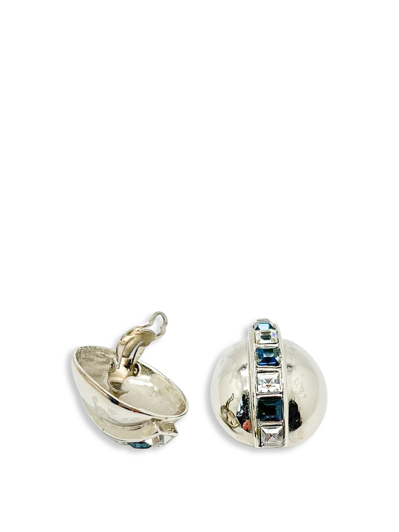 Vintage Fancy Sapphire Crystal Embellished Dome Earrings