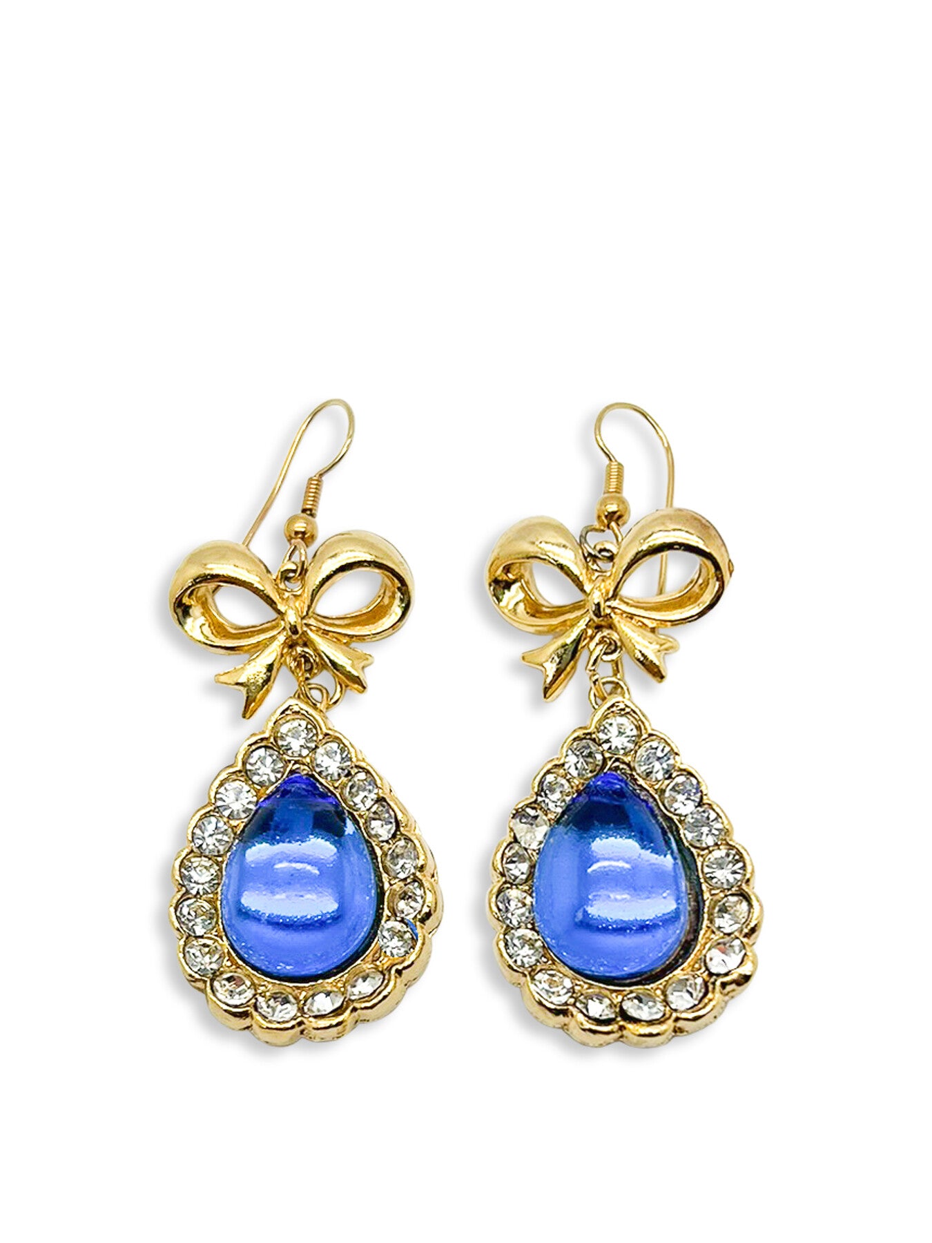 Vintage Georgian Style Bows with Sapphire Drop Earrings