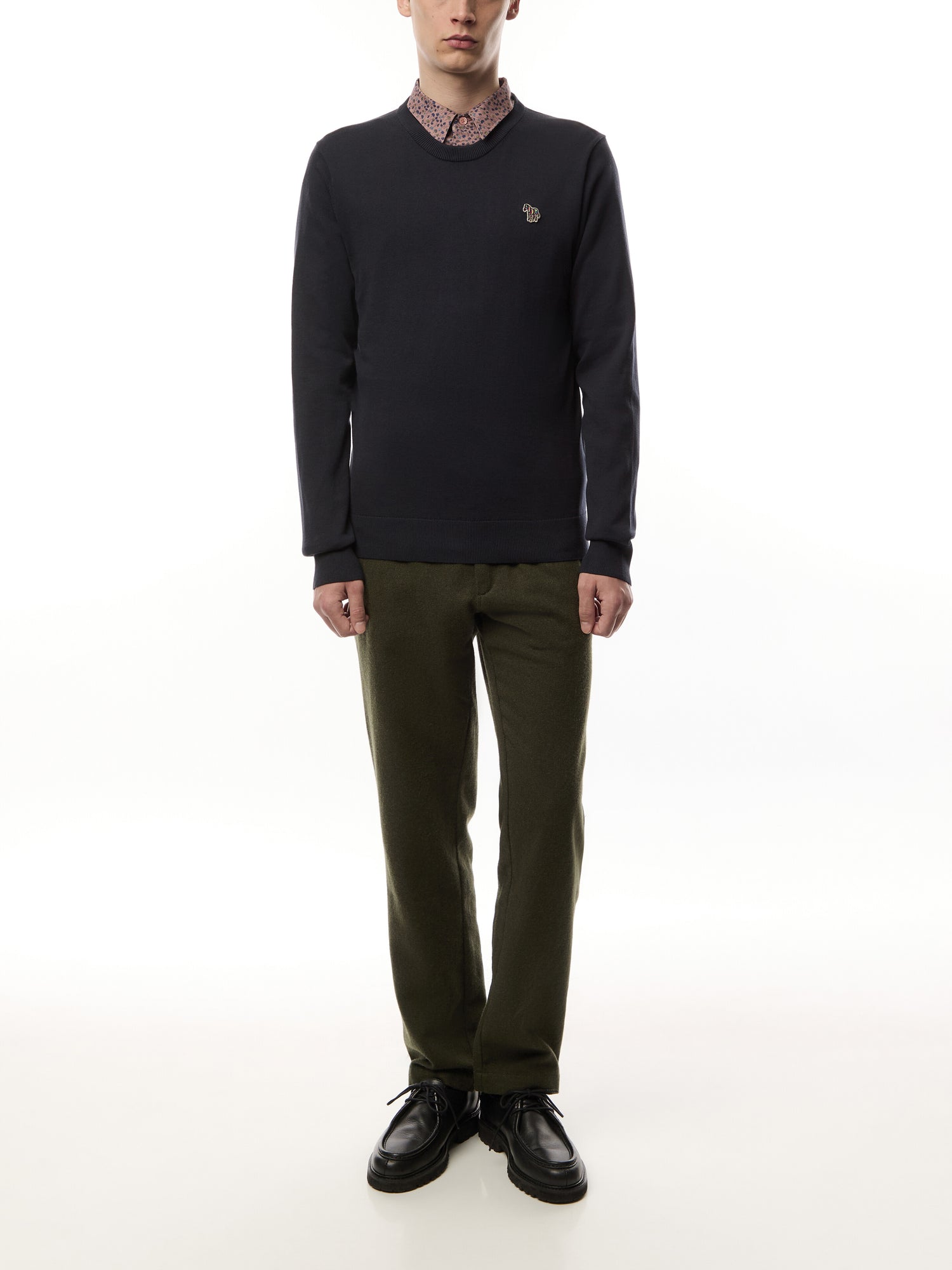 Crew Neck Knit Zebra Badge Jumper