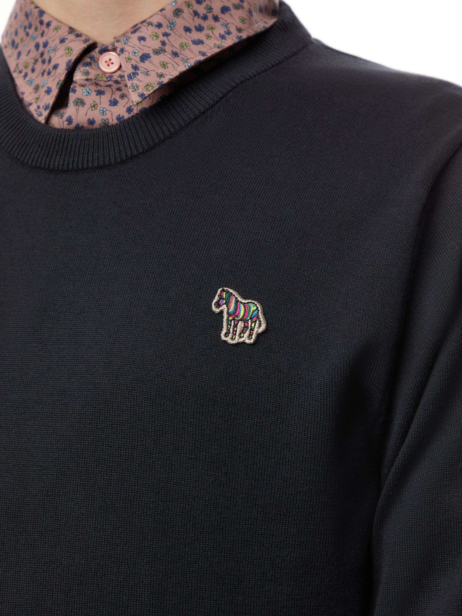 Crew Neck Knit Zebra Badge Jumper